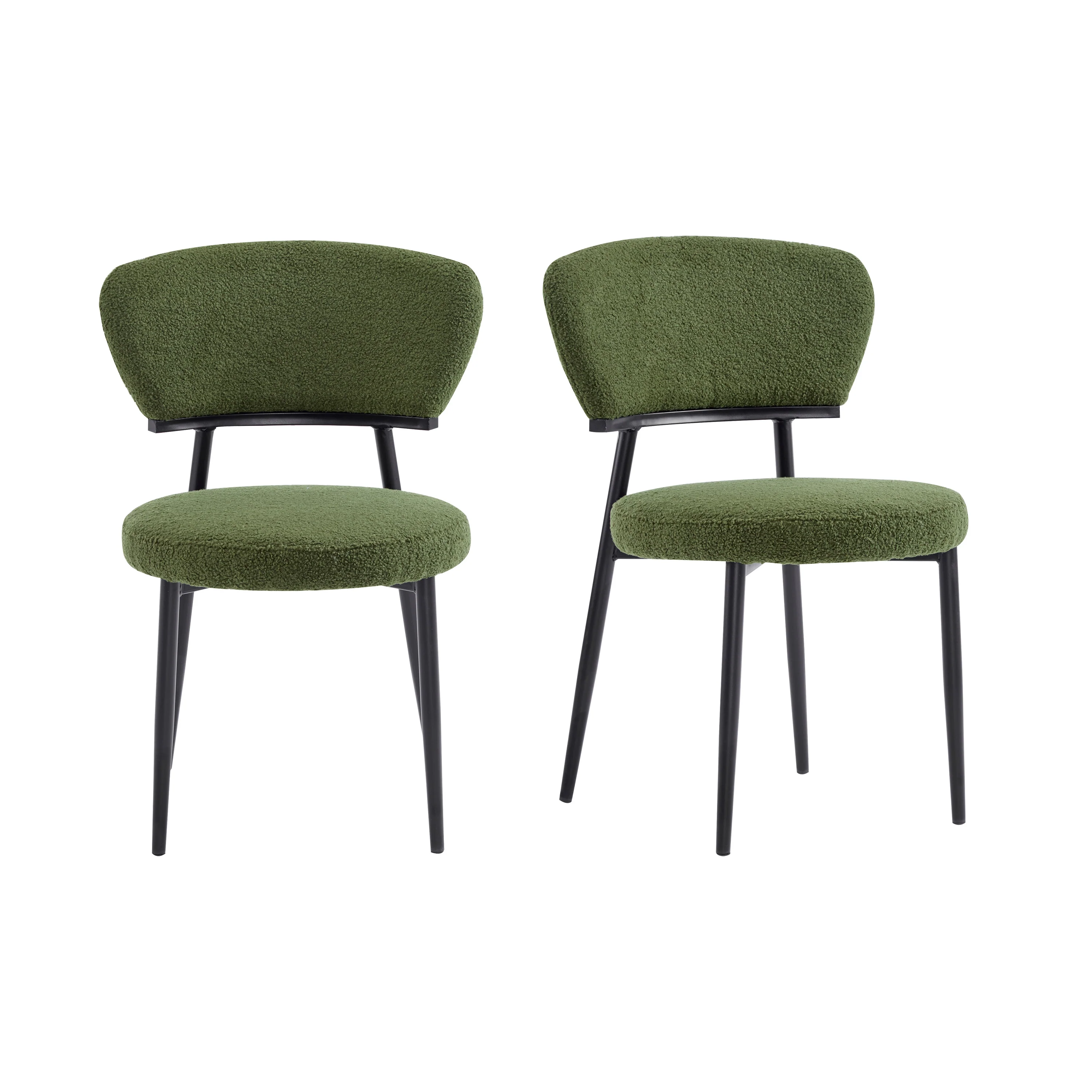 Leandera Modern Upholstered Dining Chairs, Metal Frame, Set of 2 - furnishings