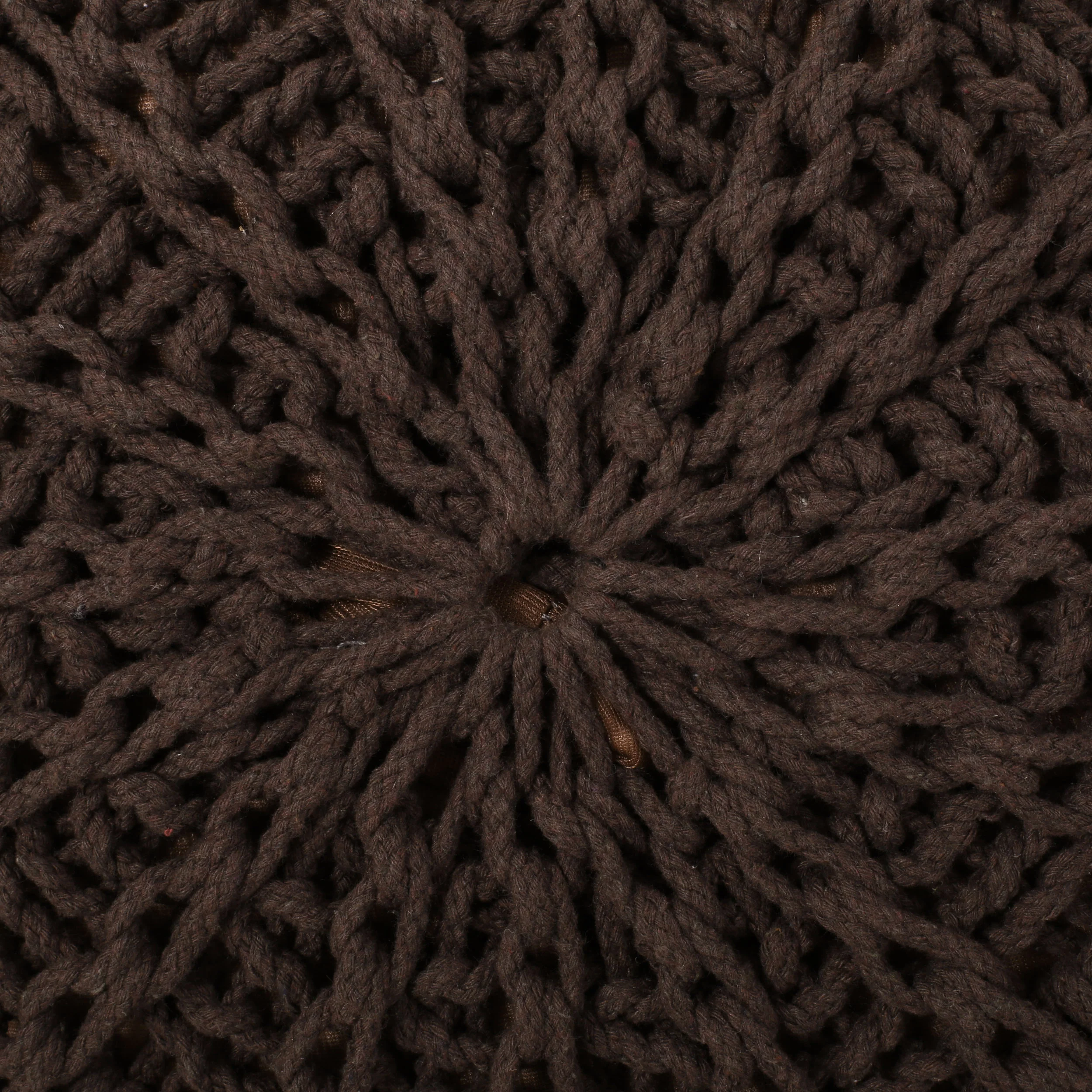 Agatha Modern Knitted Cotton Round Pouf - furnishings
