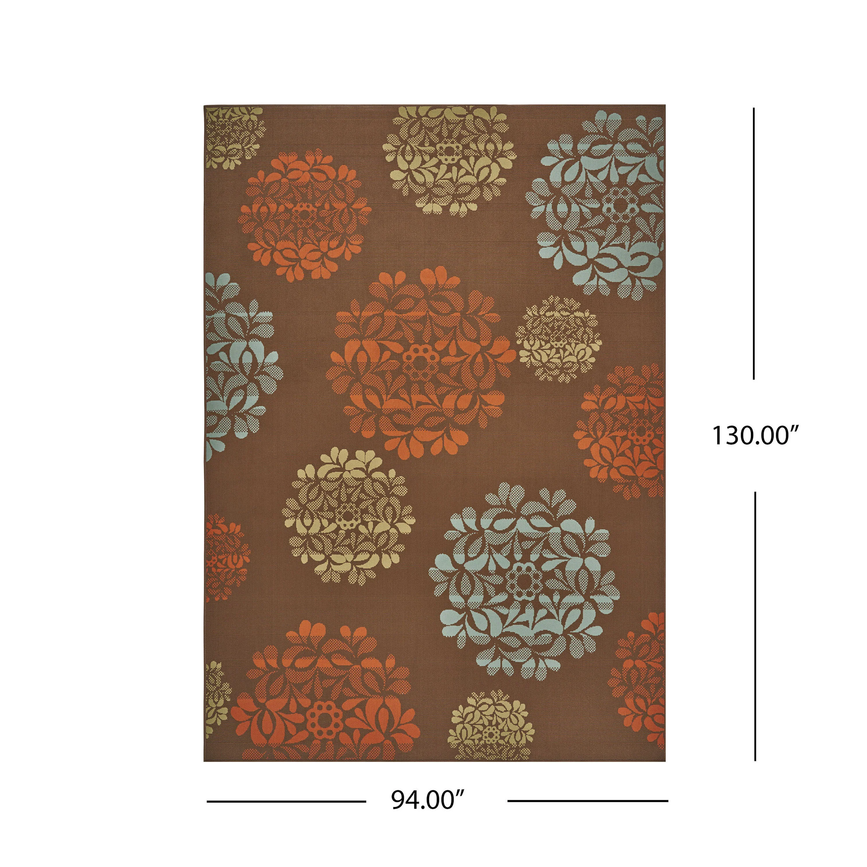 Sallie Outdoor Modern Brown Area Rug with Multi-Color Floral Print - furnishings