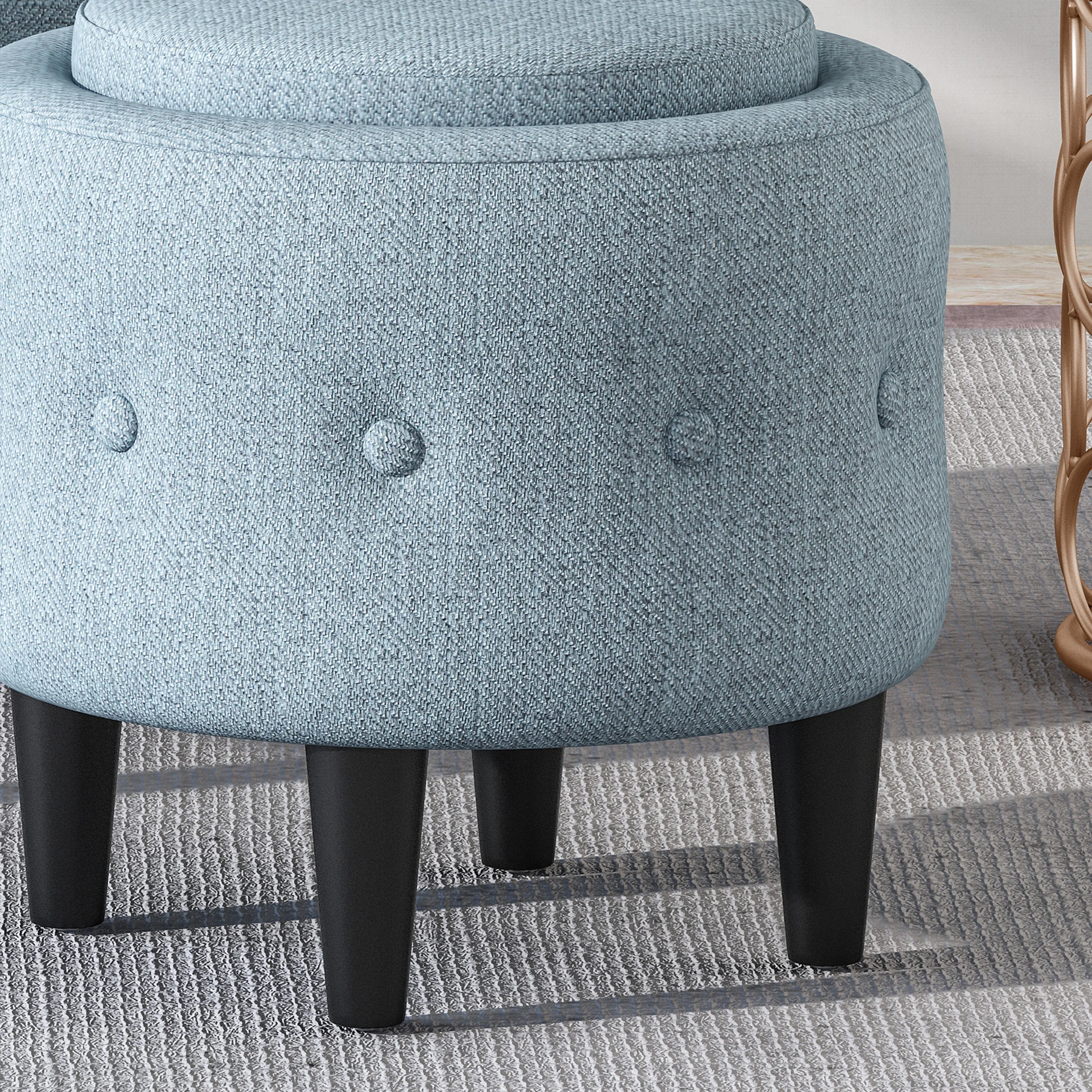 Atticus Chesterfield Style Tufted Fabric Accent Chair and Ottoman Set - furnishings