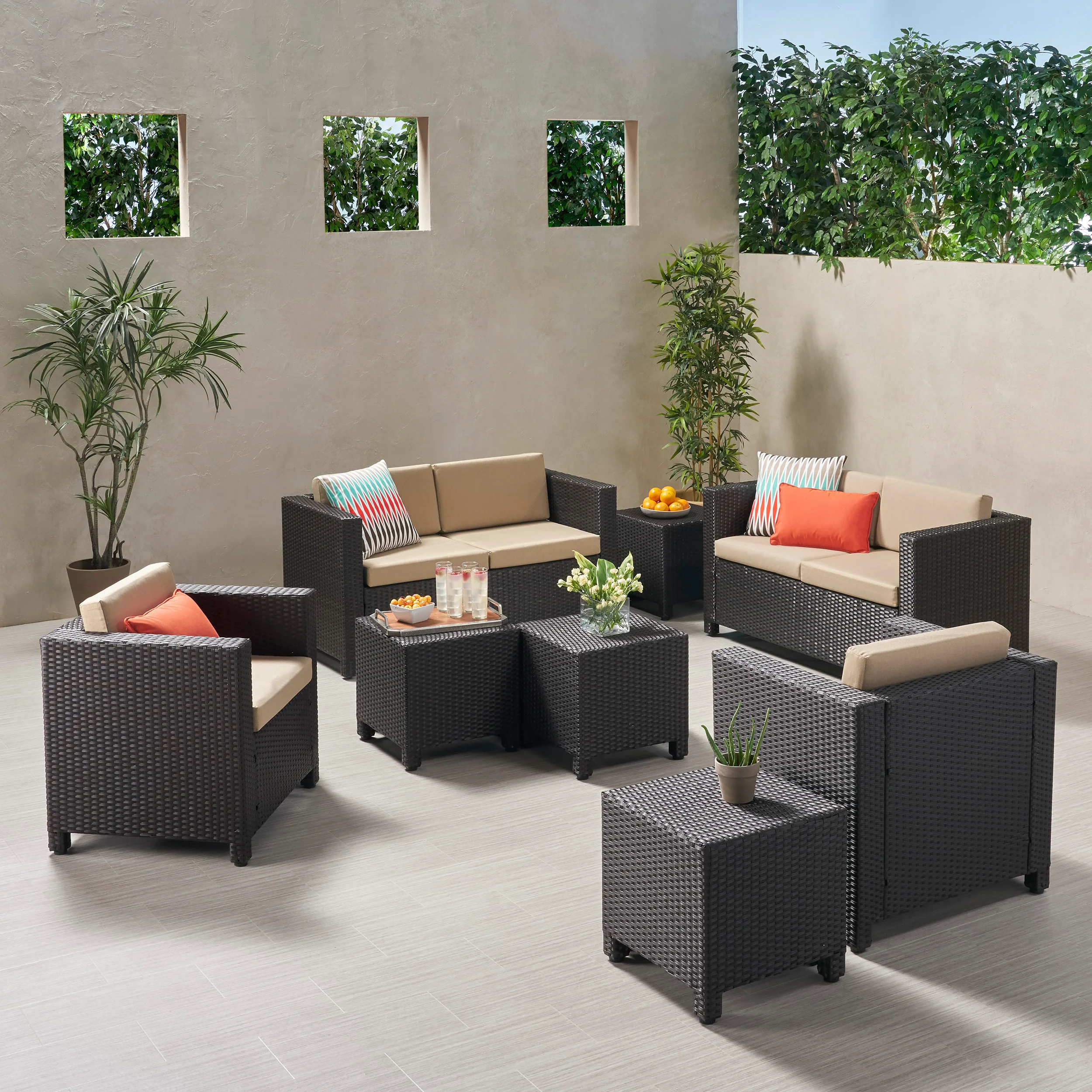 Venice 6-Seater Outdoor Sofa Set with Side Tables - furnishings