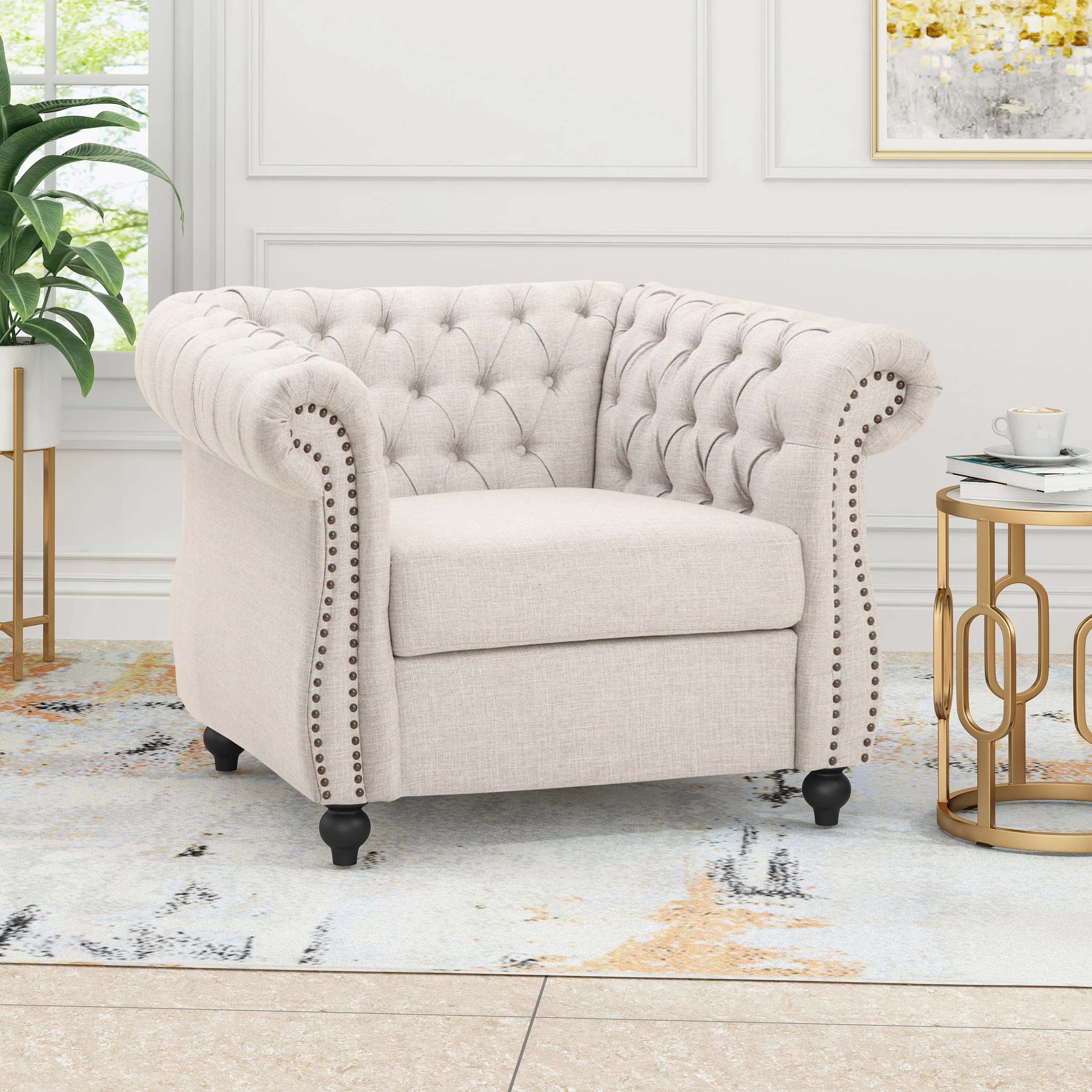Galilea Chesterfield Fabric Club Chair - furnishings
