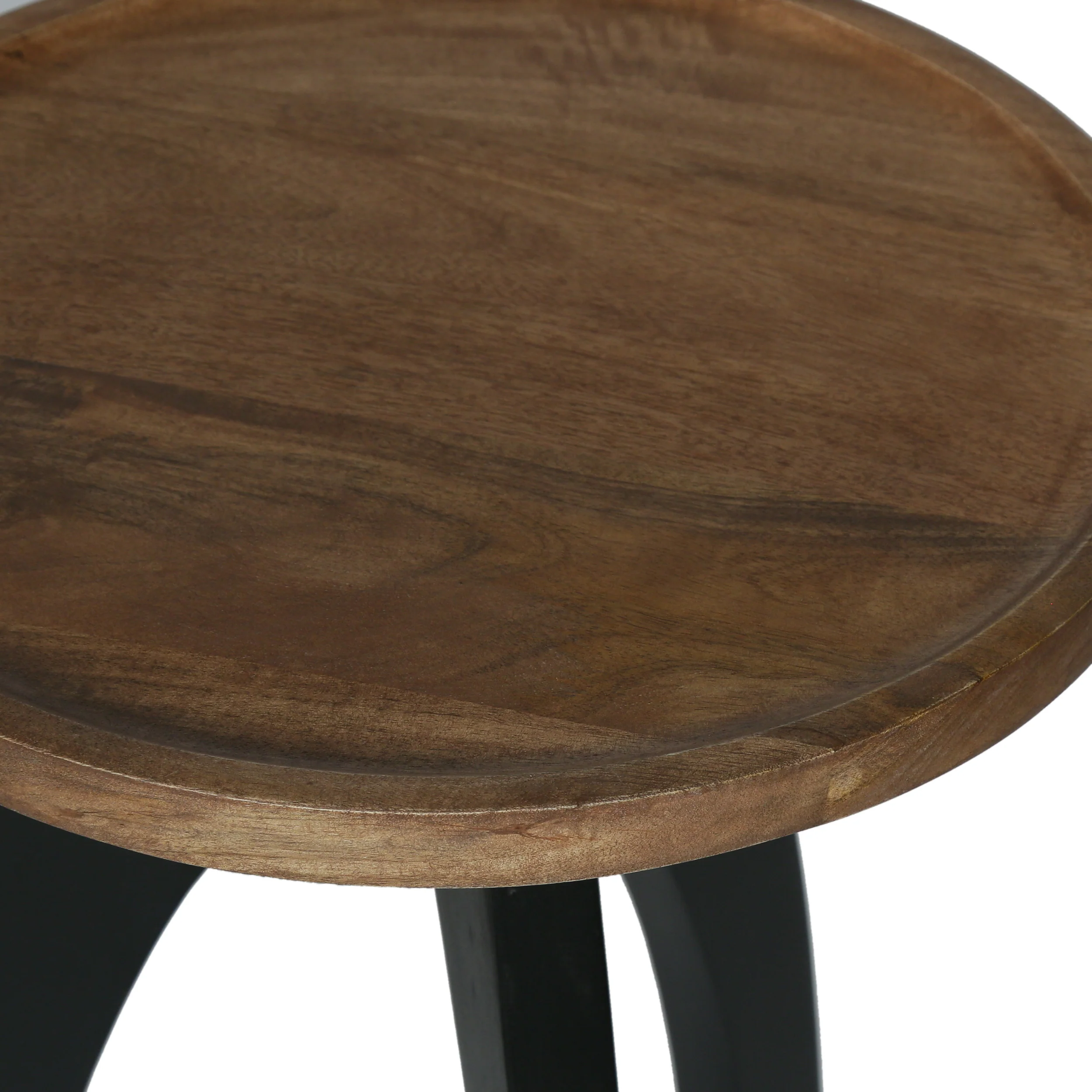Russel Modern Industrial Handcrafted Mango Wood Side Table, Natural and Black - furnishings