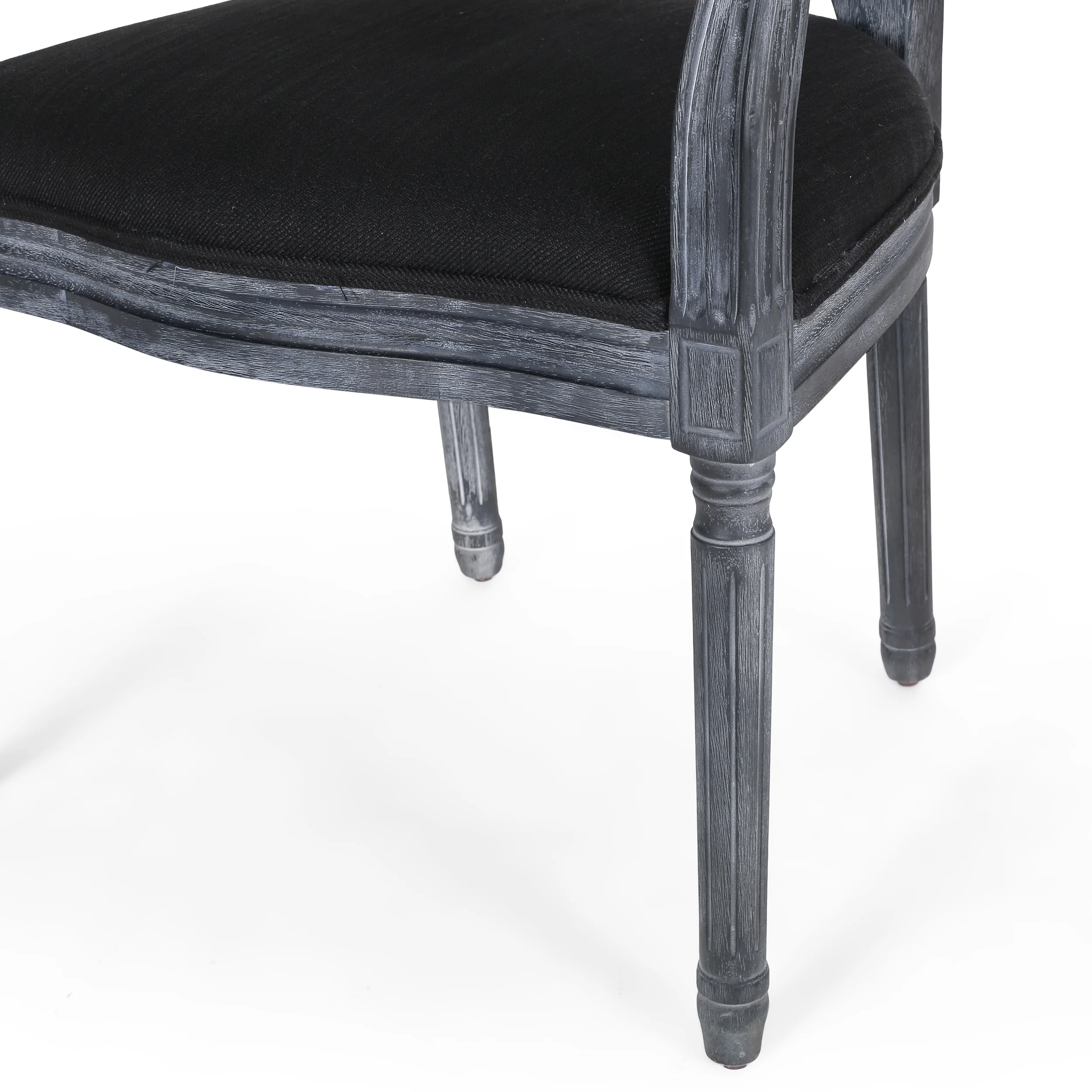 Bryan French Country Fabric Upholstered Wood and Cane 5 Piece Circular Dining Set - furnishings