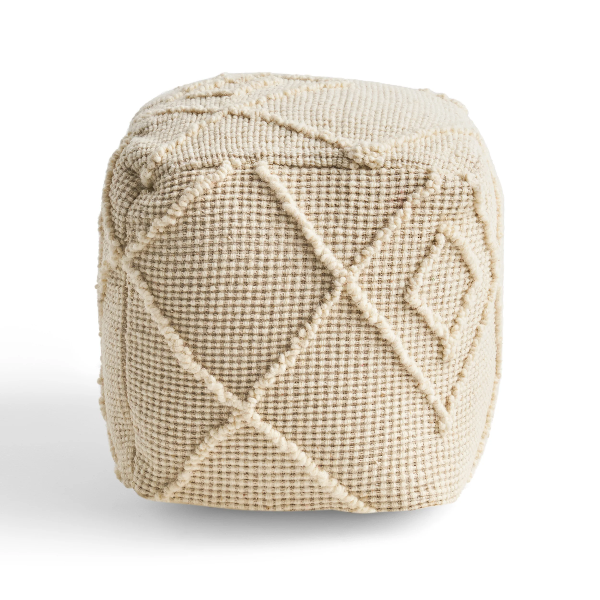 Cristina Boho Wool and Cotton Ottoman Pouf - furnishings