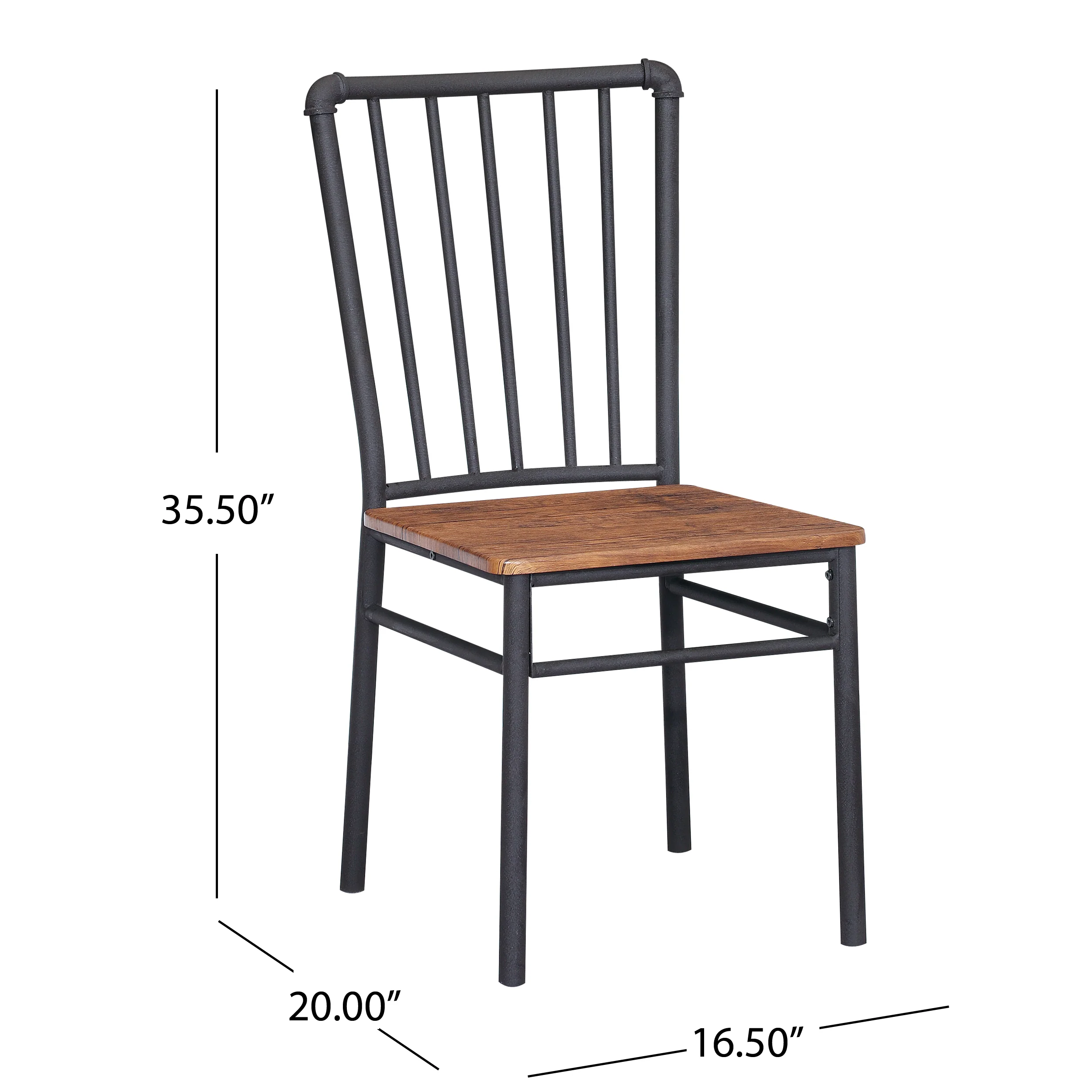 Lucas Industrial Textured Brown Steel and Wood Finished Chairs (Set of 2) - furnishings