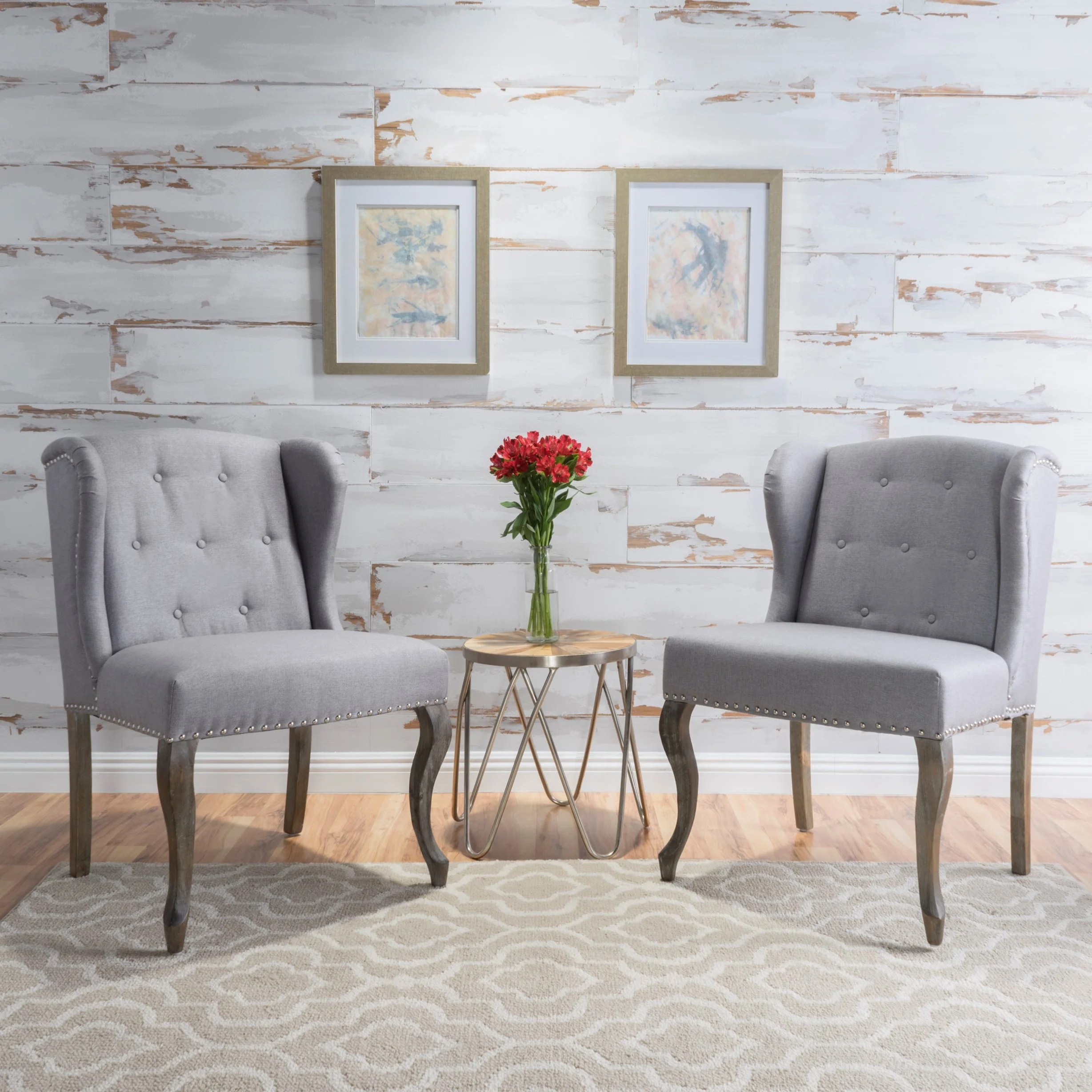 Asheville Modern Fabric Wingback Chair (Set of 2) - furnishings