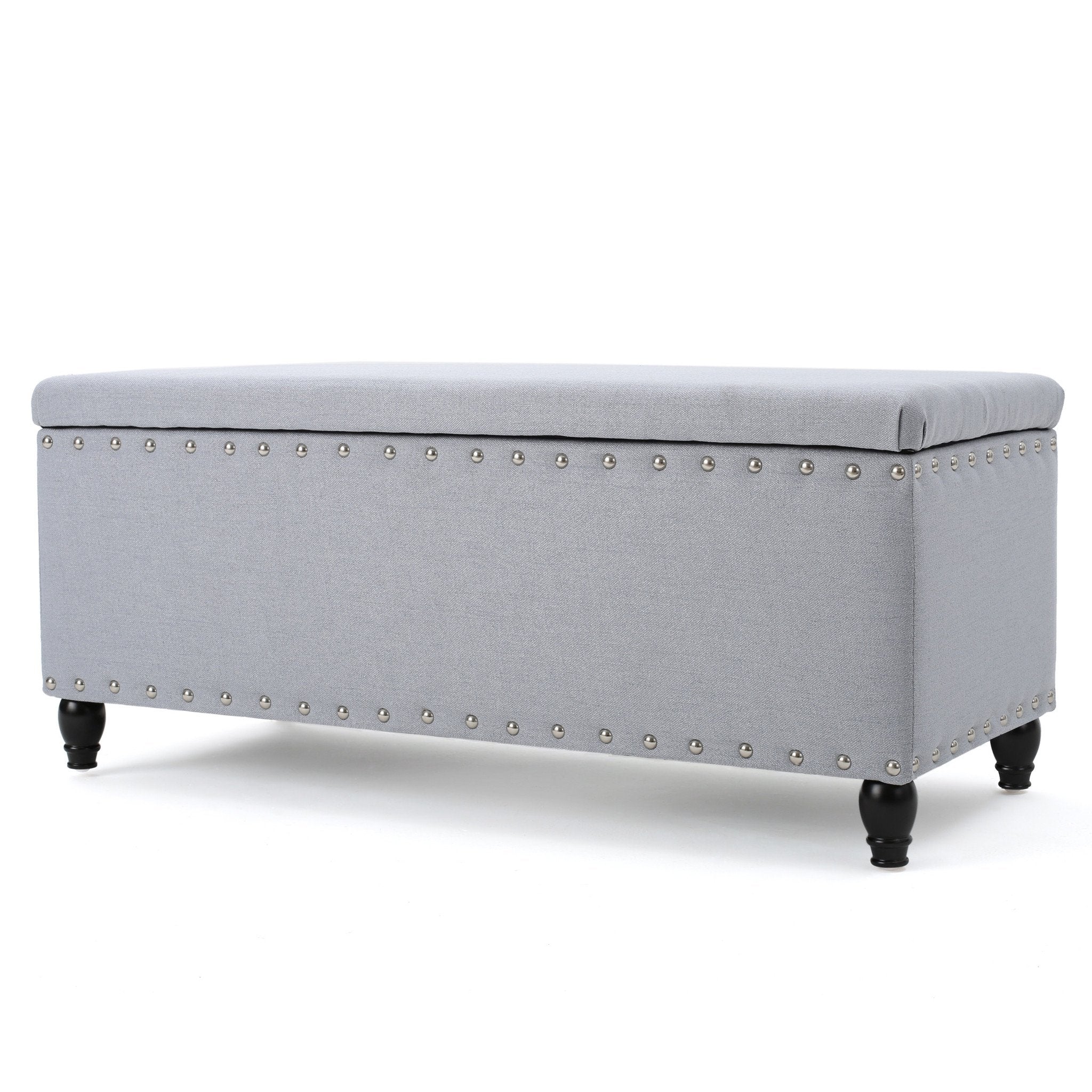 Tatiana Contemporary Fabric Storage Ottoman with Nailhead Trim - furnishings