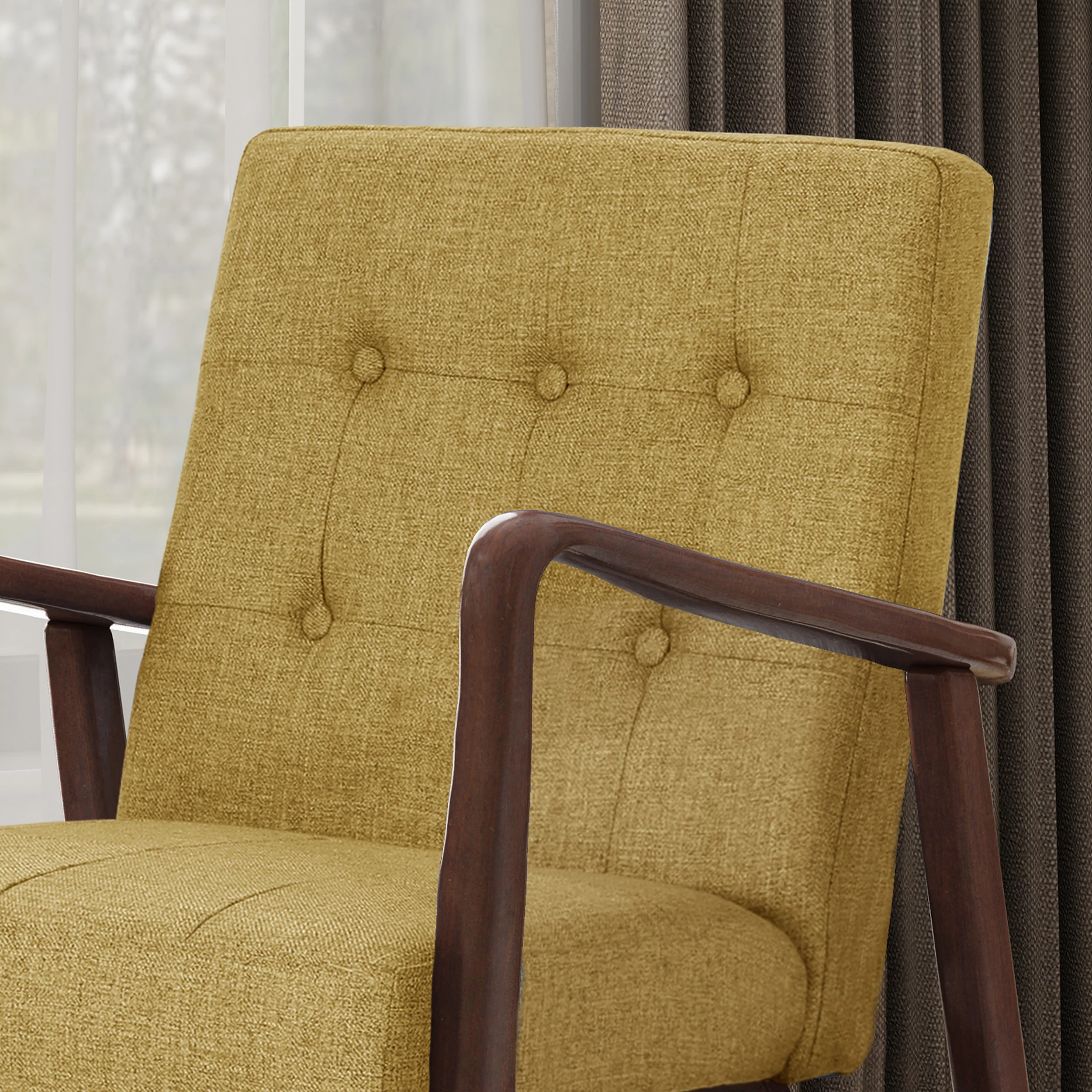 Callisto Fabric Mid-Century Birch Club Chair - furnishings