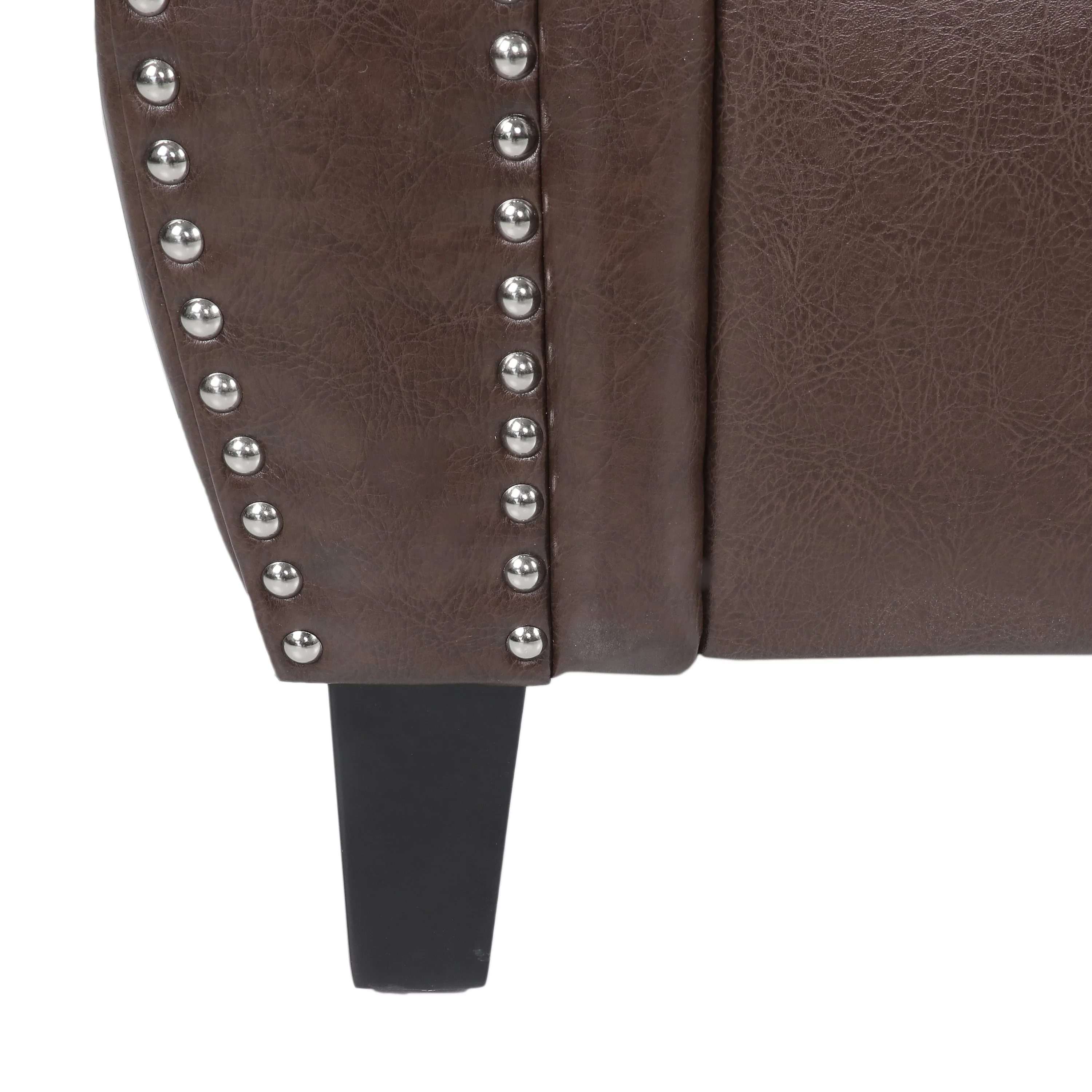 Pochelon Contemporary Faux Leather Loveseat with Nailhead Trim - furnishings