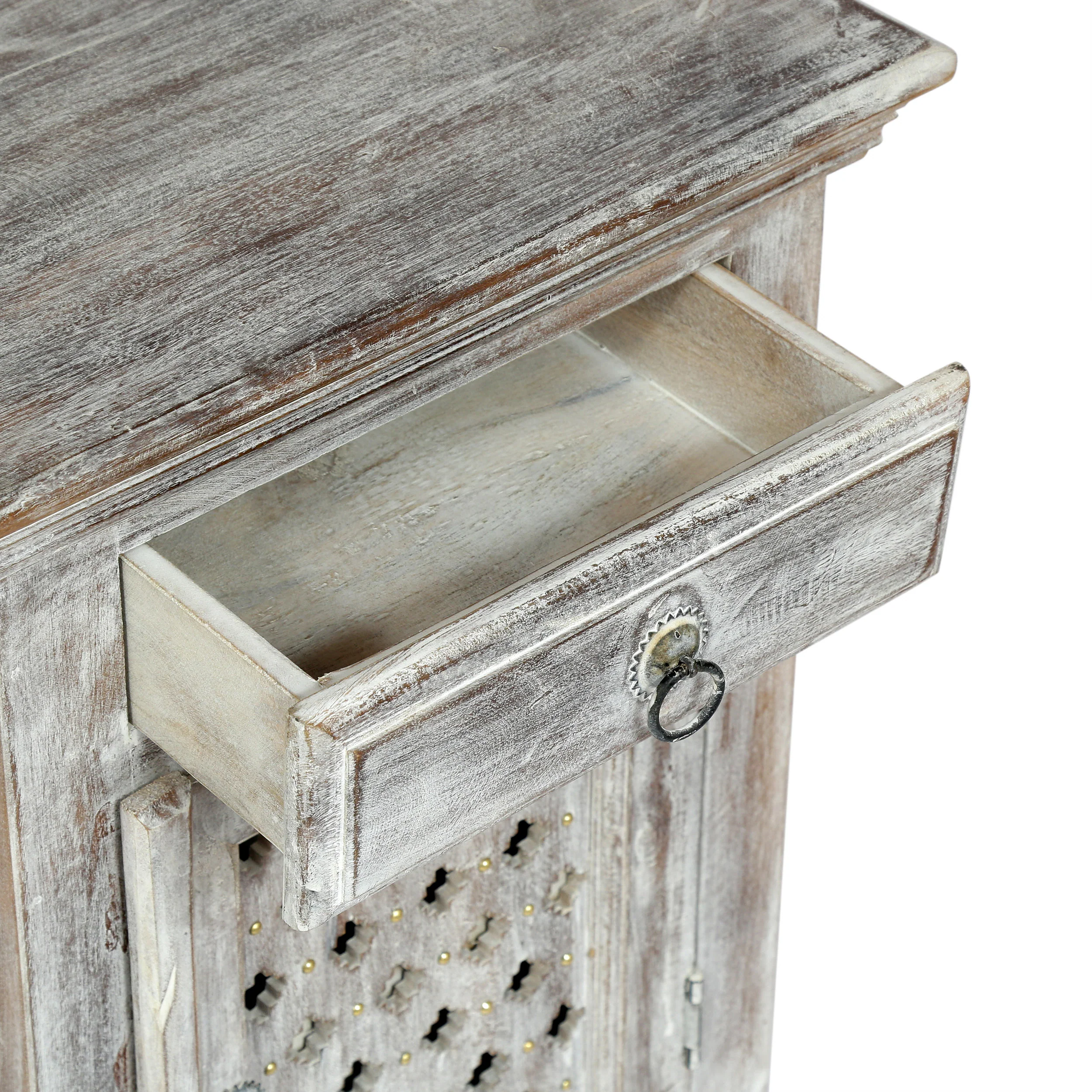 Chaves Handcrafted Boho Mango Wood Nightstand - furnishings