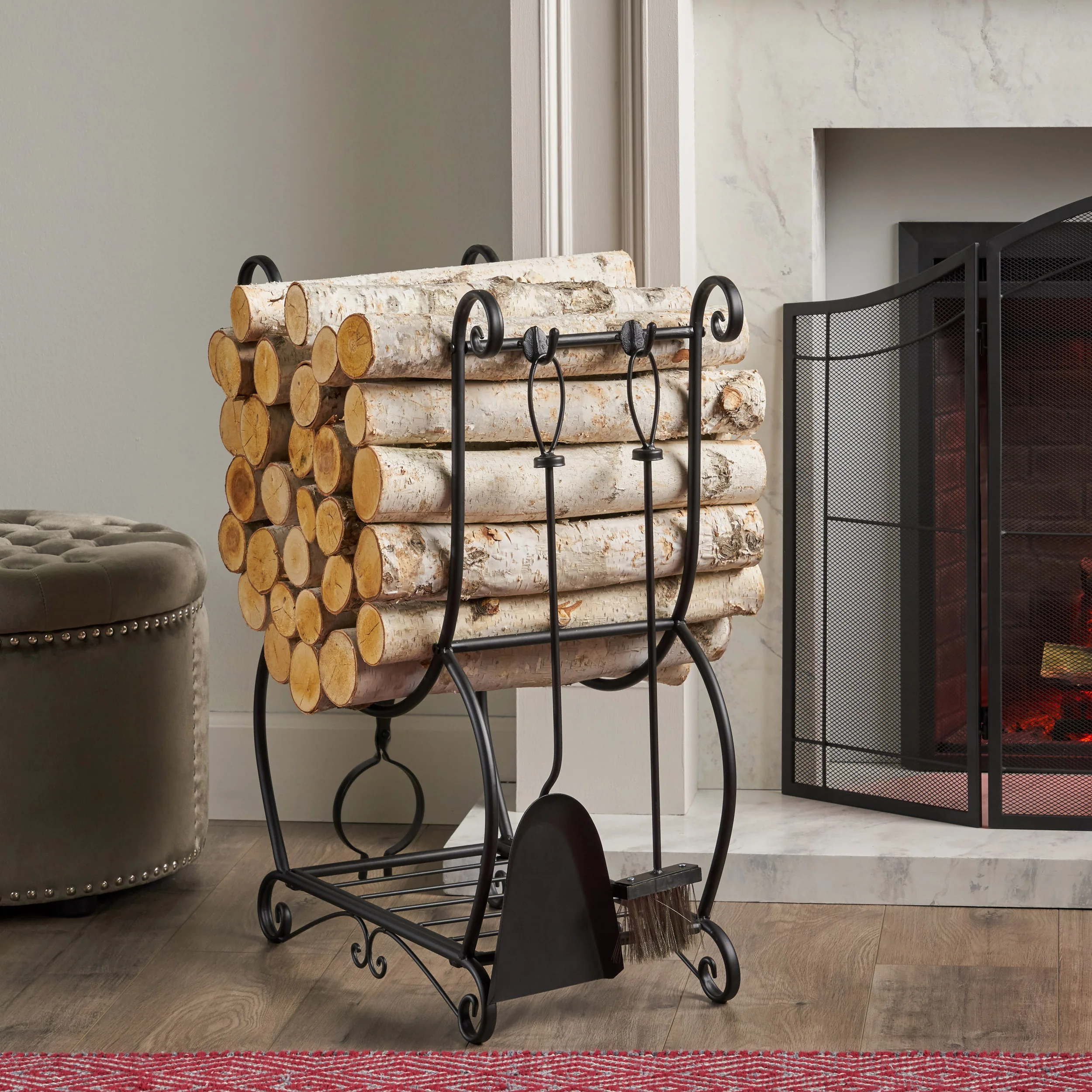 Maryruth Log Rack and Tool Set - furnishings