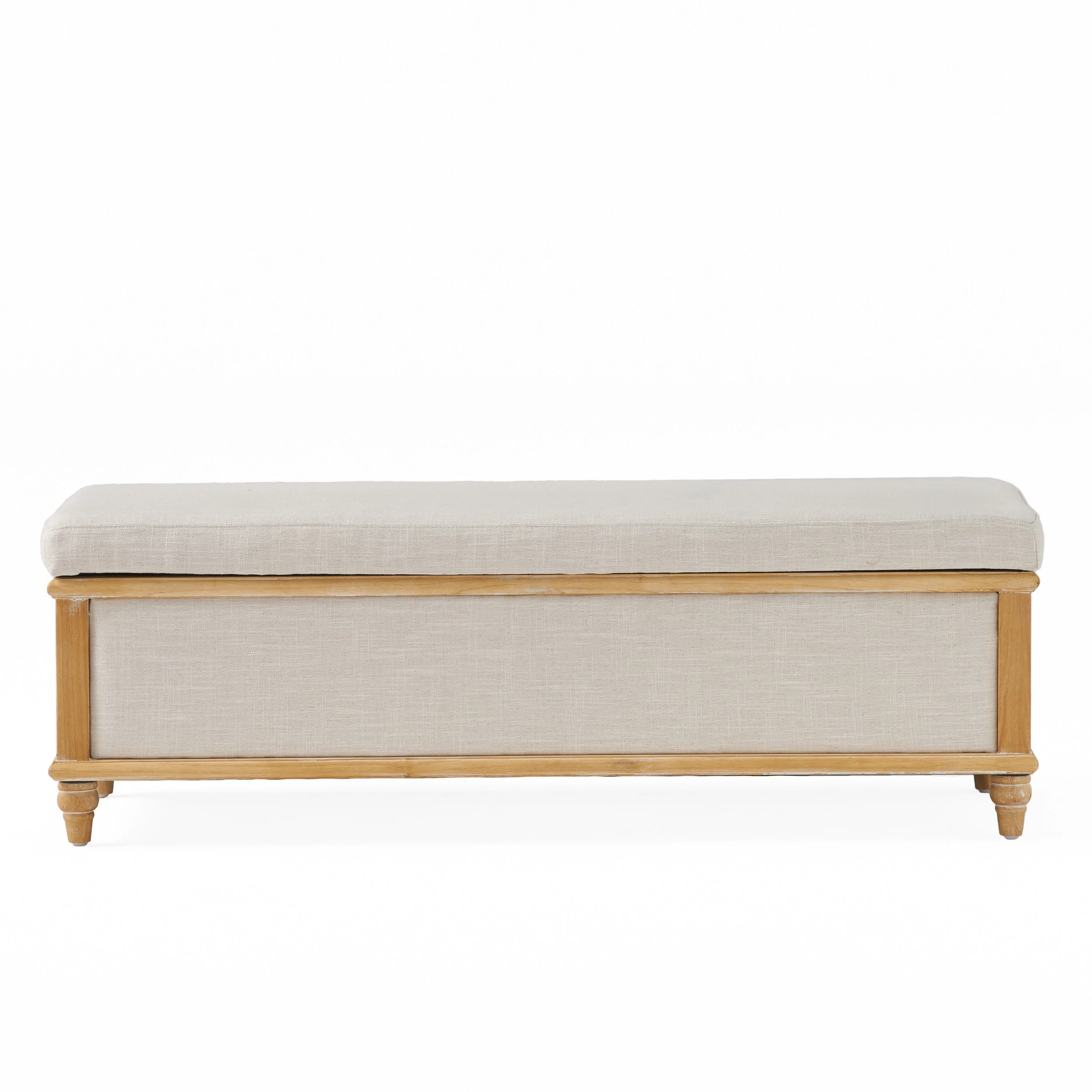 Lombardi French Style Upholstered Light Beige Fabric Storage Ottoman - furnishings