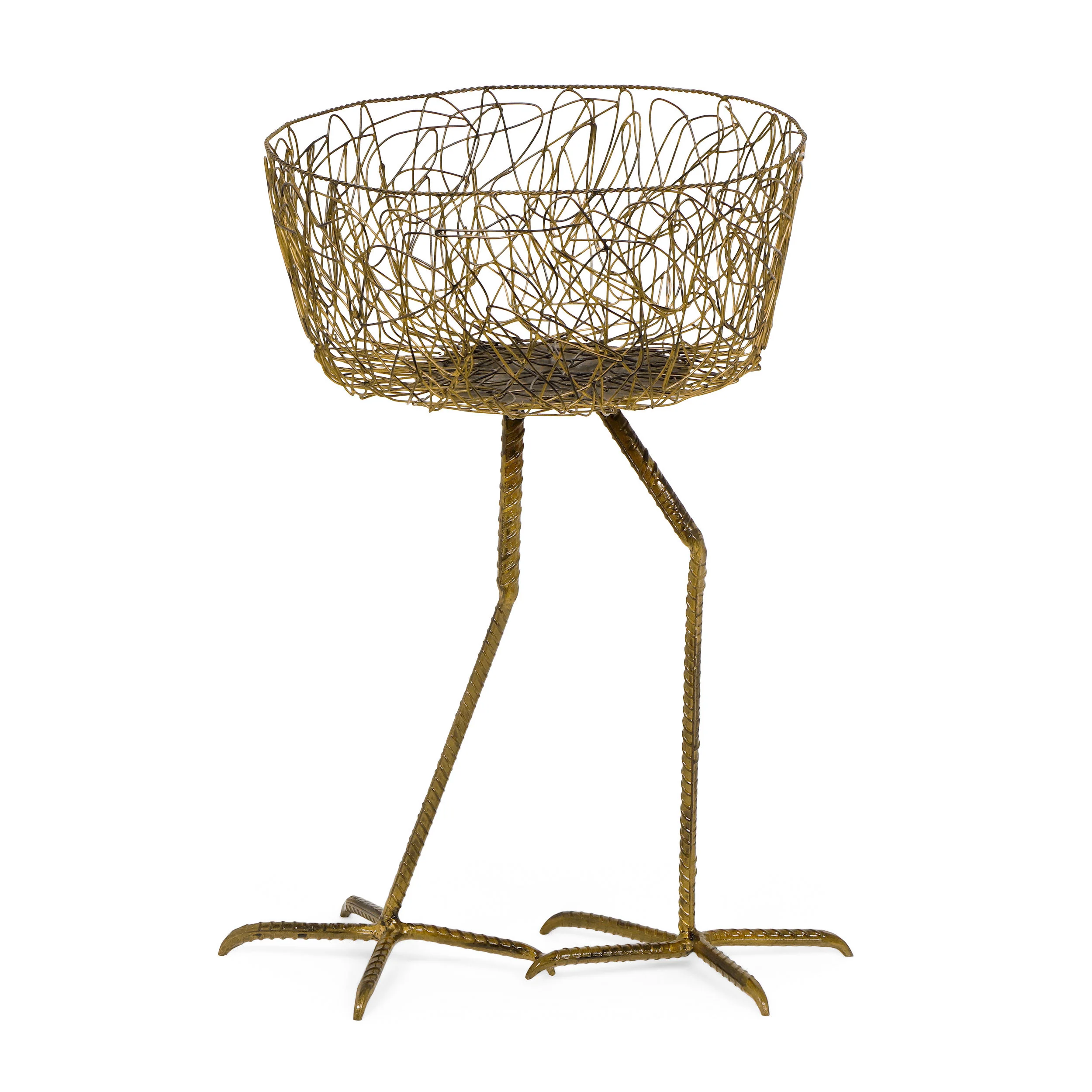 Dagmar Boho Handcrafted Decorative Flamingo Planter, Antique Brass - furnishings
