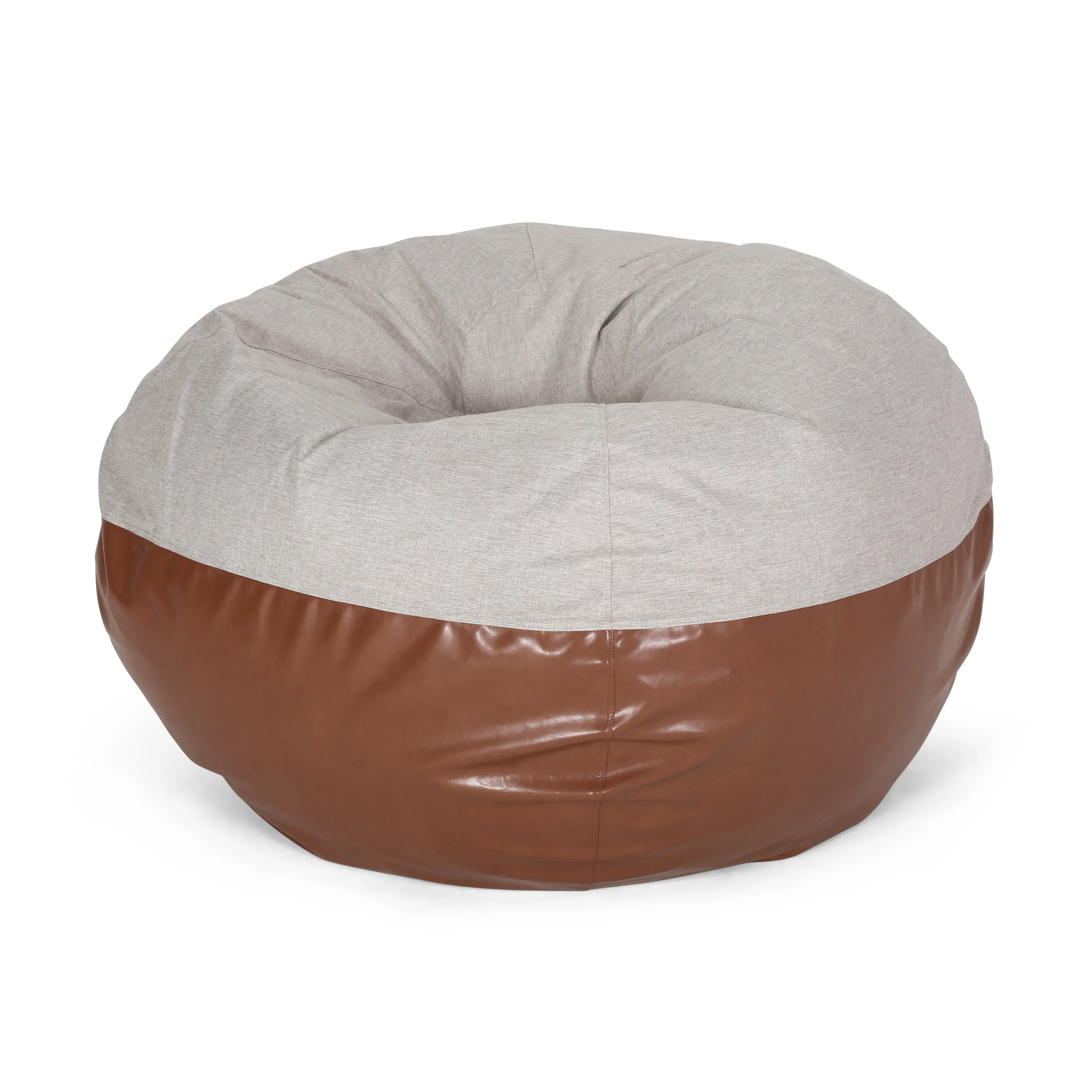 Meagher Modern 5 Foot Two Toned Fabric and Faux Leather Bean Bag - furnishings