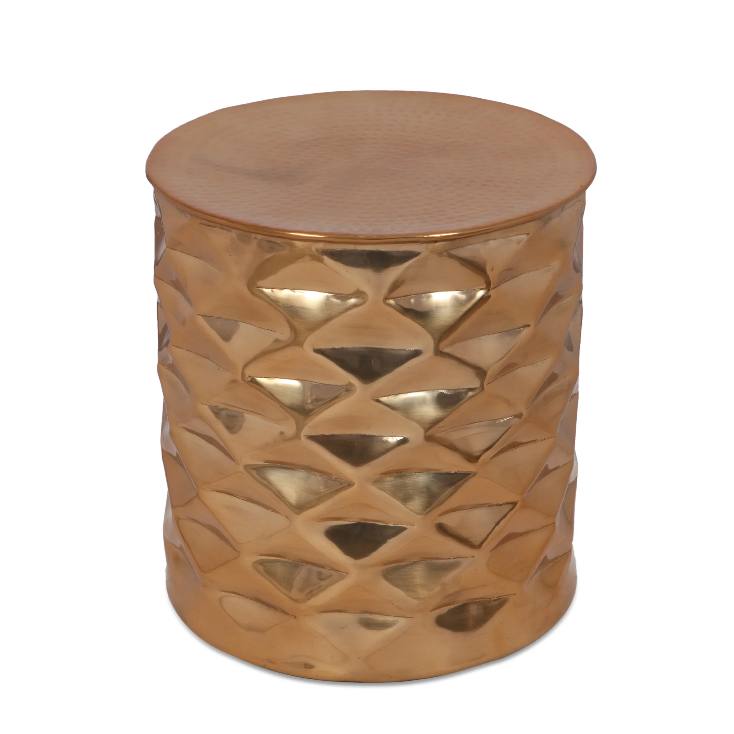 Ella Modern Glam Handcrafted Diamond Pattern Aluminum Side Table - furnishings