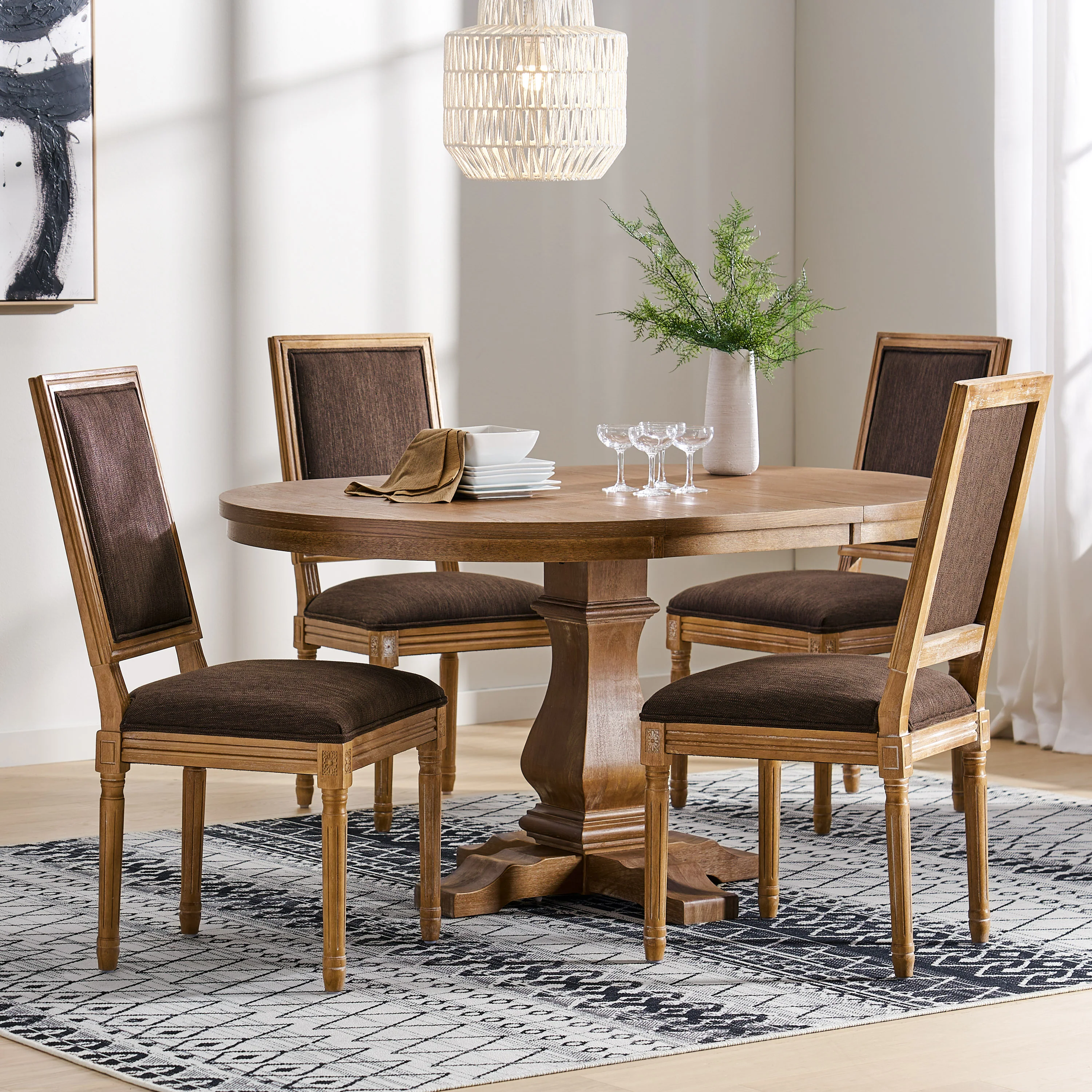 Beckstrom French Country 5-Piece Expandable Oval Dining Set - Wood - furnishings