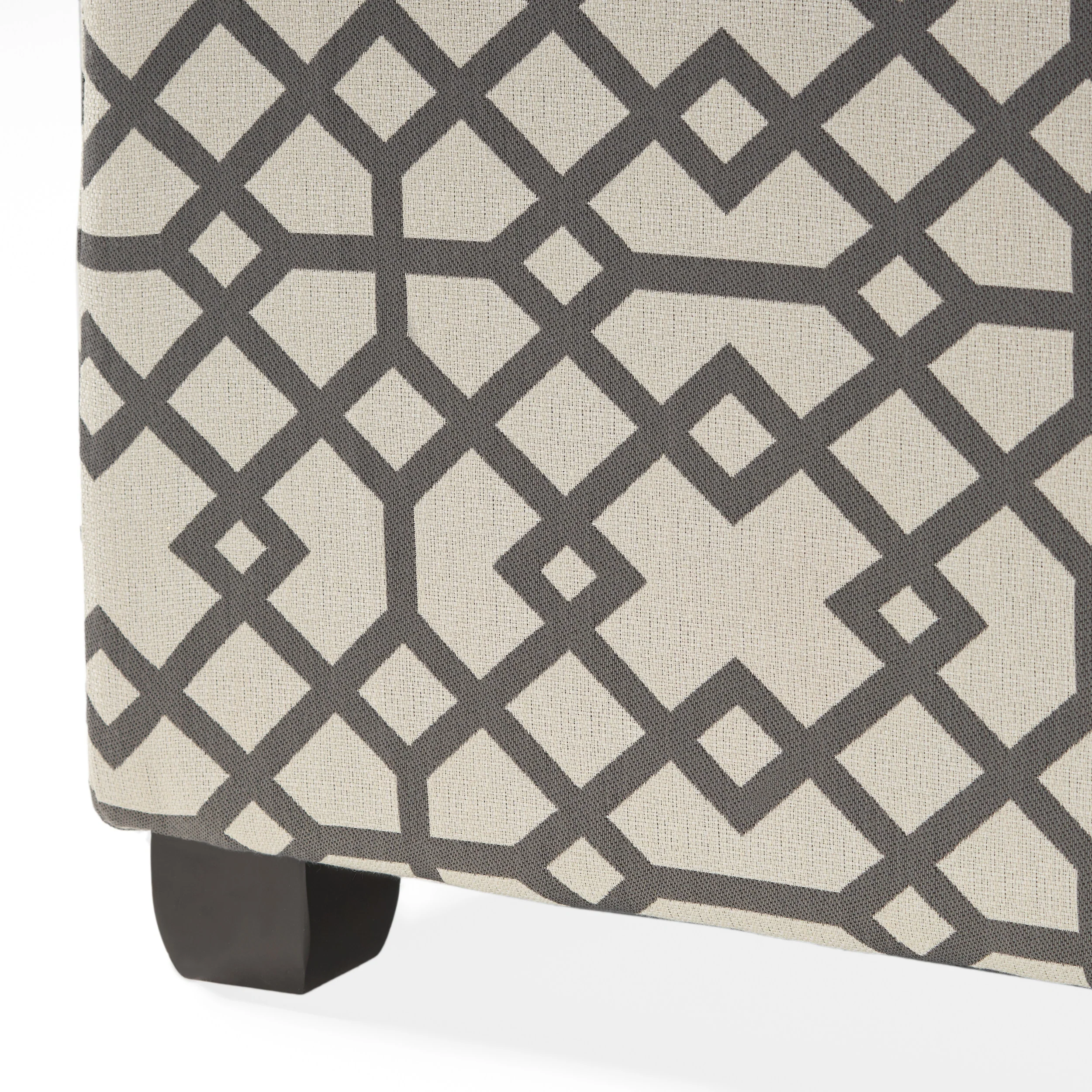 Estee Grey Geometric Pattern Fabric Square Storage Ottoman Coffee Table - furnishings