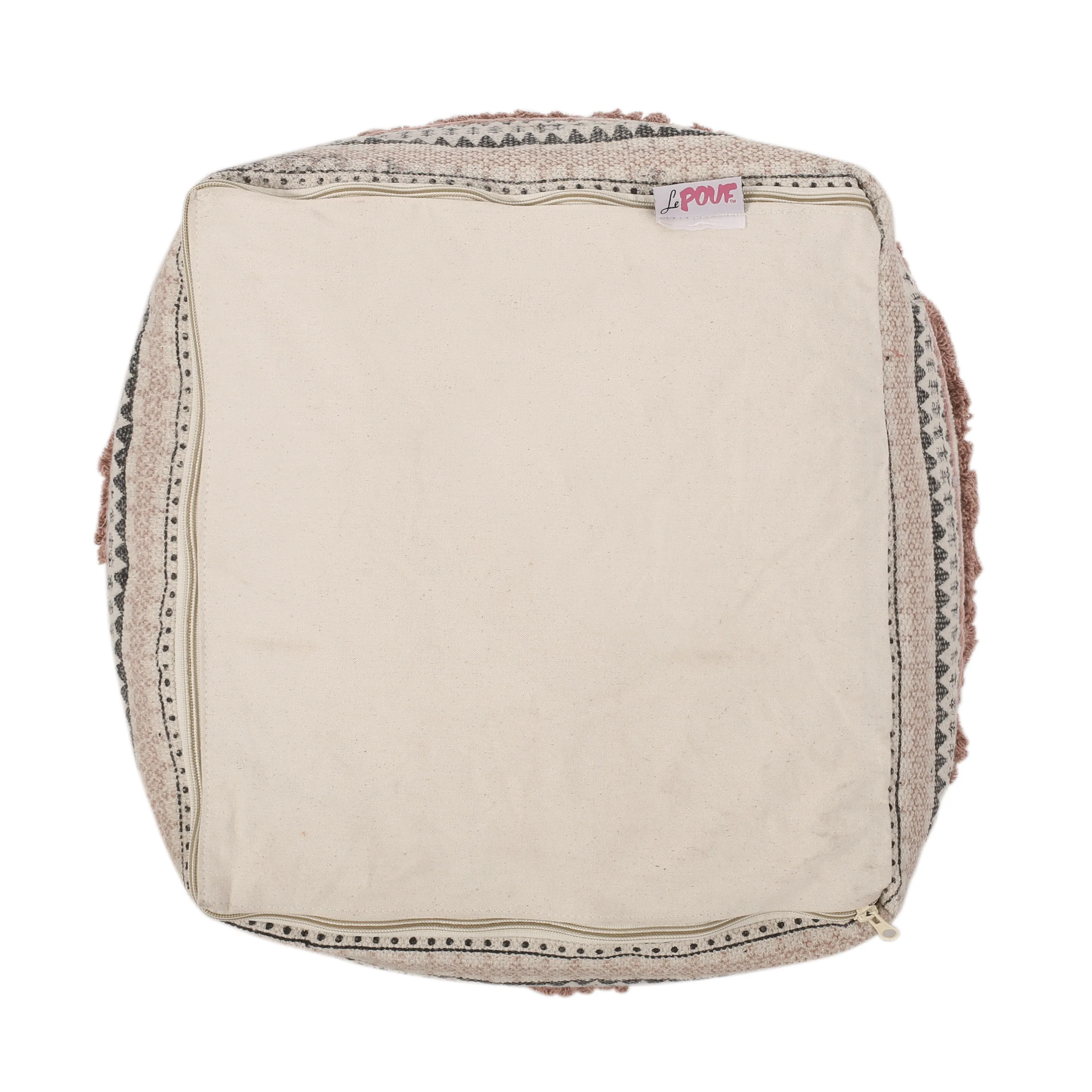 Healdton Handcrafted Boho Fabric Cube Pouf - furnishings