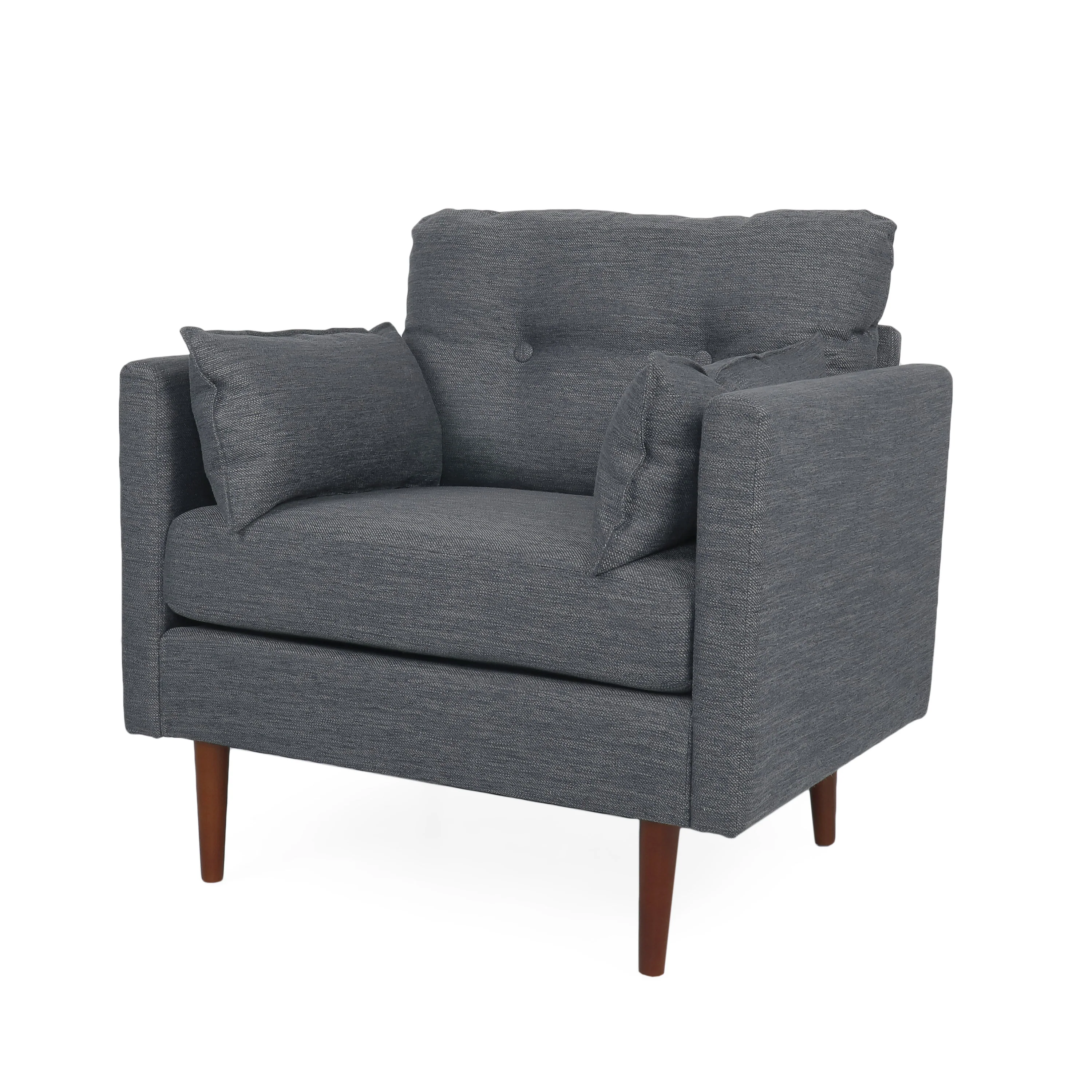 Ashuelot Mid Century Modern Fabric Tufted Club Chair with Accent Pillows - furnishings