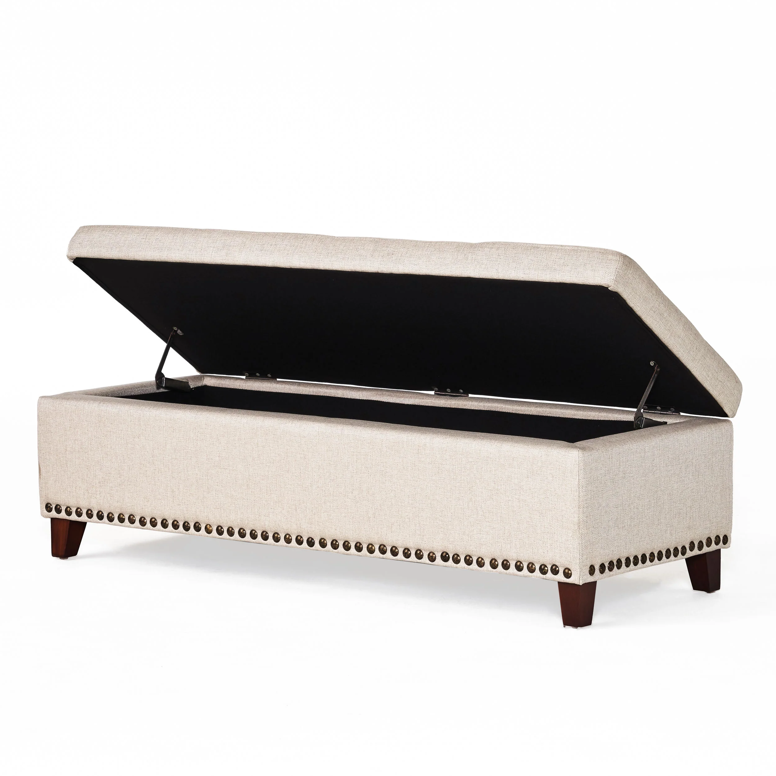 Gisele Tufted Beige Fabric Rectangle Storage Ottoman Bench - furnishings