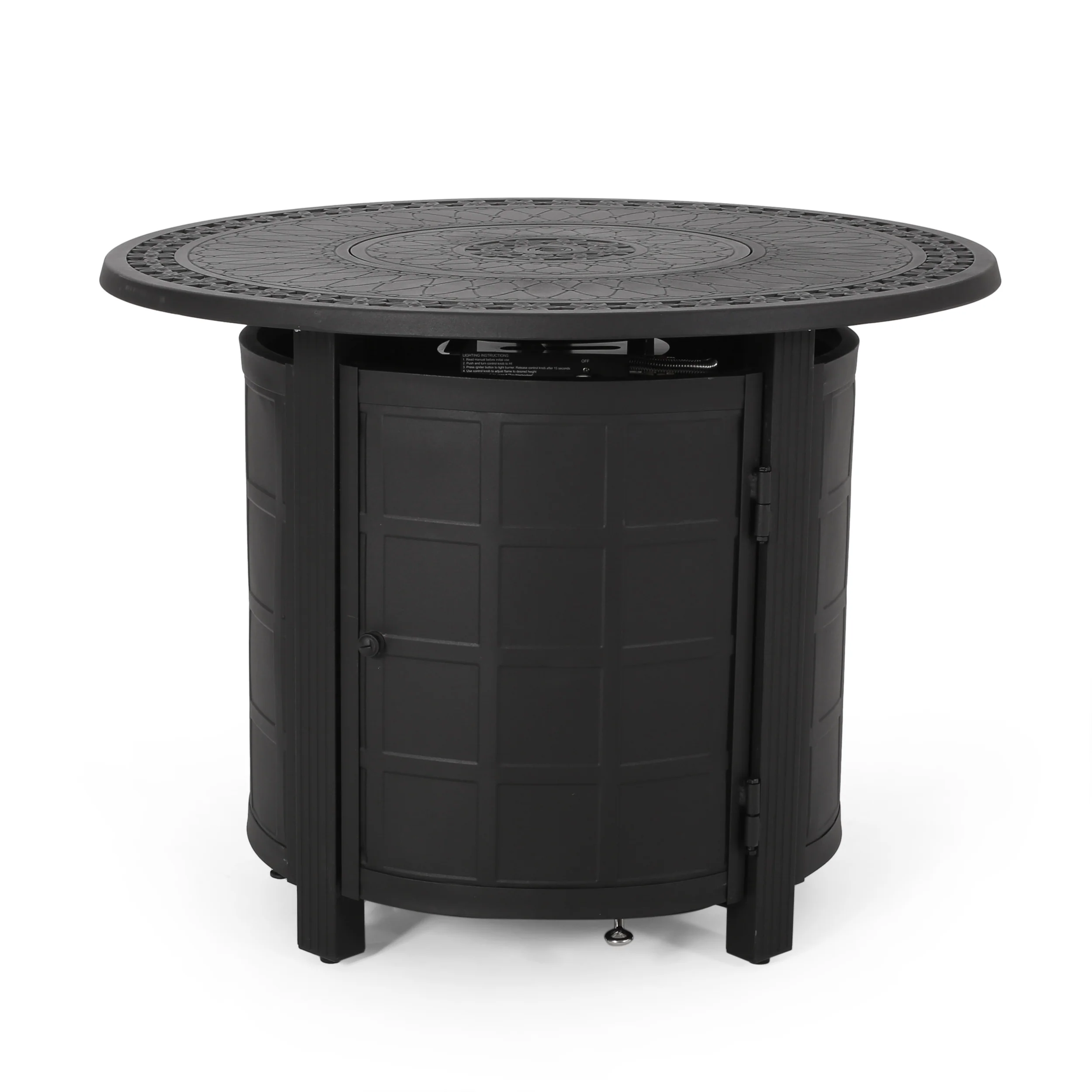 Aldin Round Aluminum Propane Fire Pit Table - furnishings