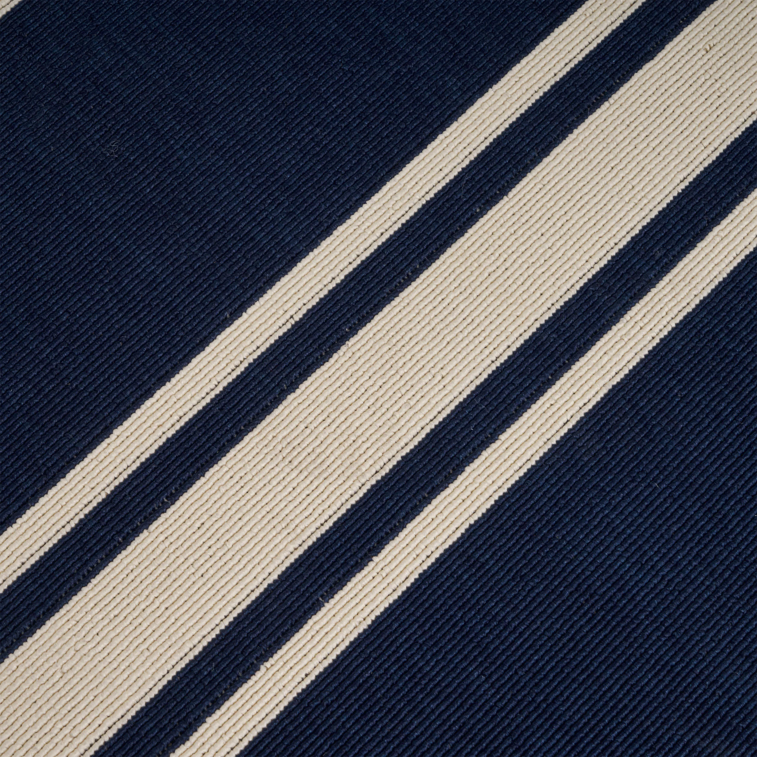 Julia Outdoor Stripe Area Rug, Navy and Ivory - furnishings