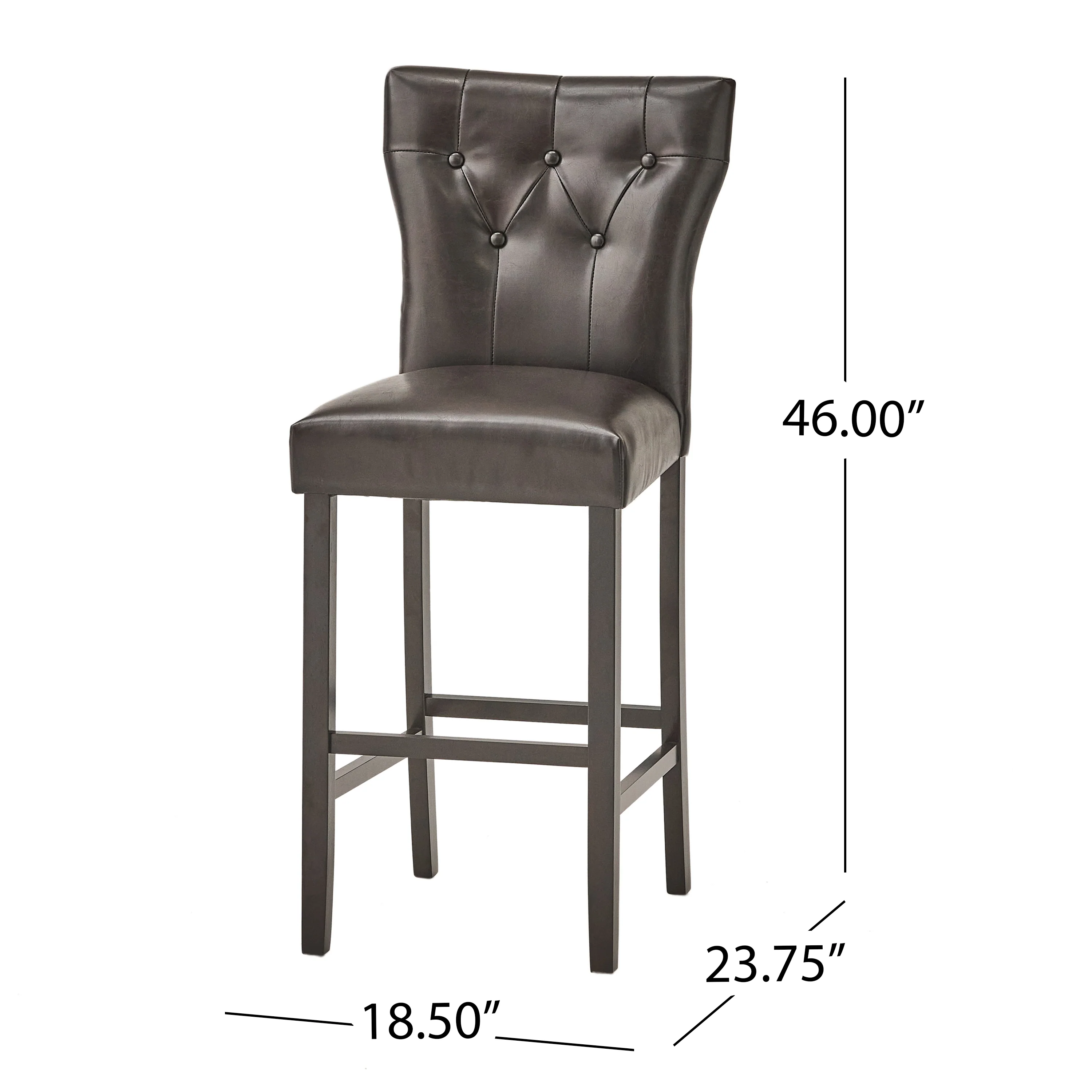 Pierre Contemporary Button Tufted Brown Leather Backed Barstools - furnishings