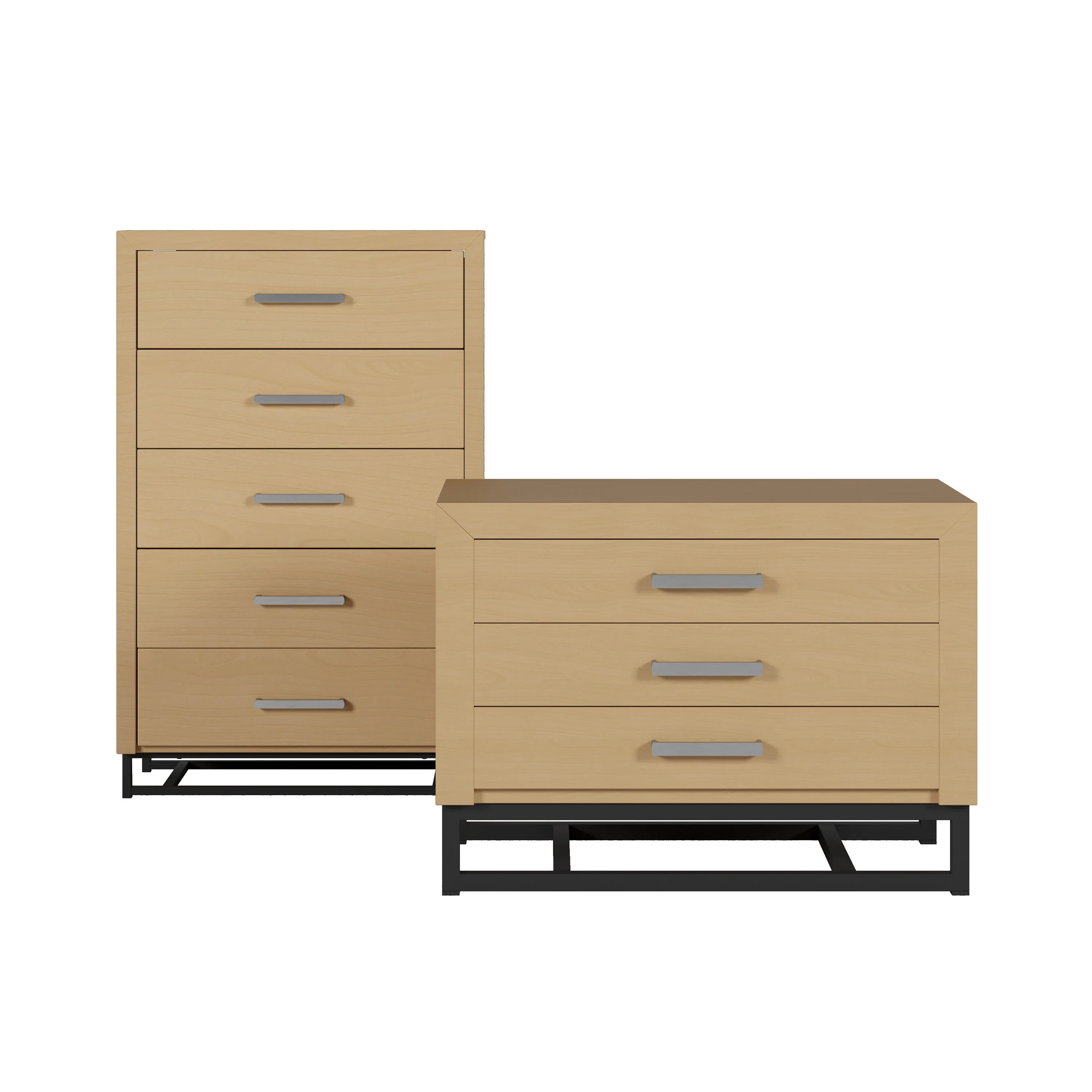 Borah Contemporary Faux Wood 2 Piece 5 Drawer Dresser and Nightstand Bedroom Set - furnishings
