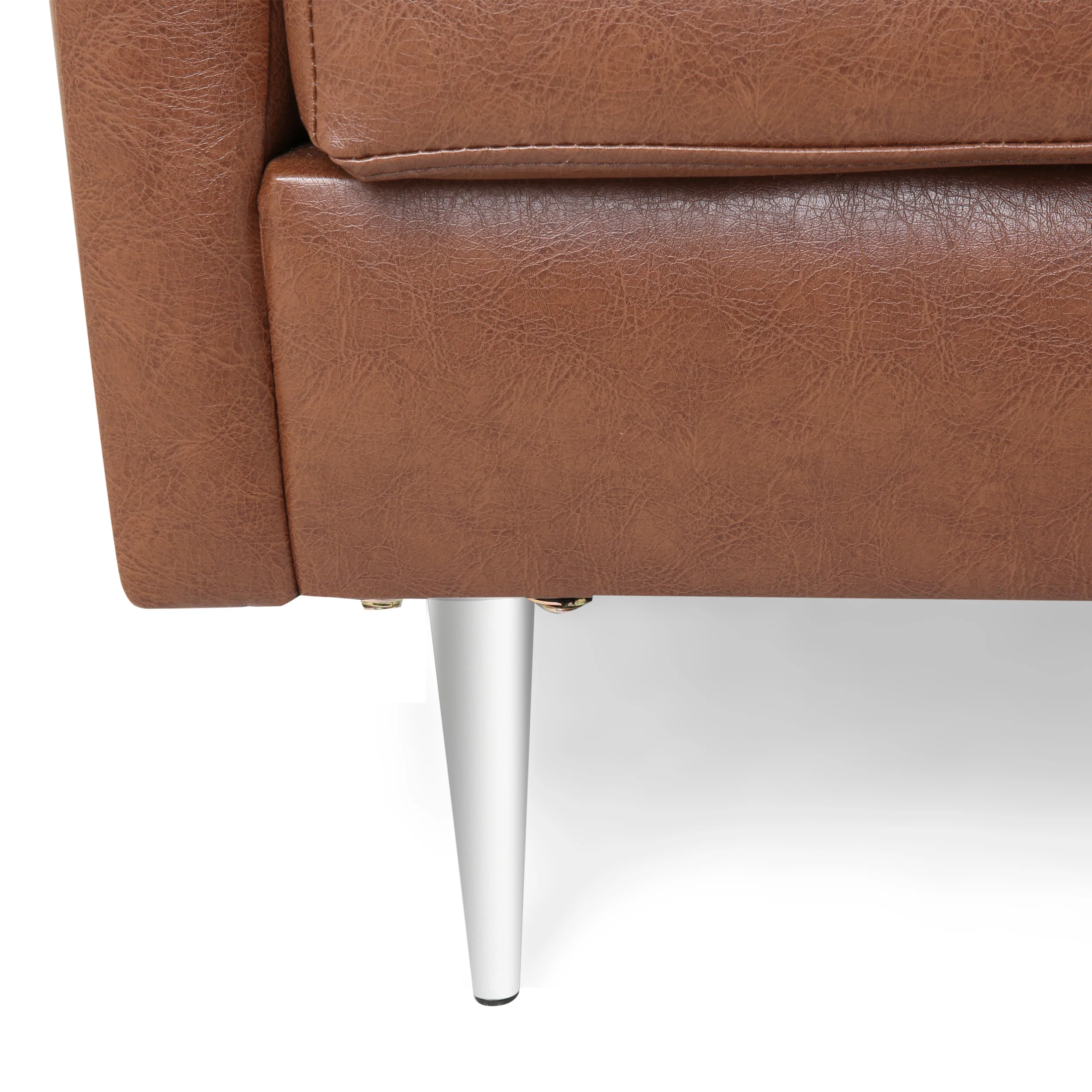 Syosset Modern Faux Leather 3 Seater Sofa with Pillows - furnishings