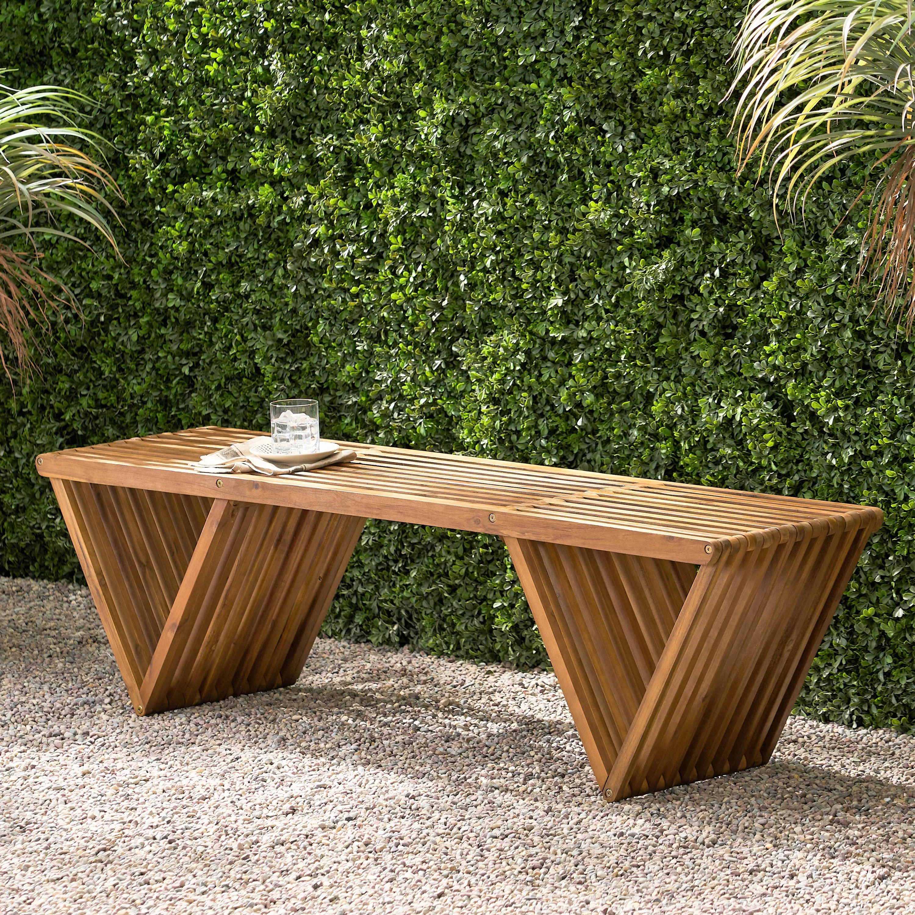Esme Outdoor Acacia Wood Bench - furnishings
