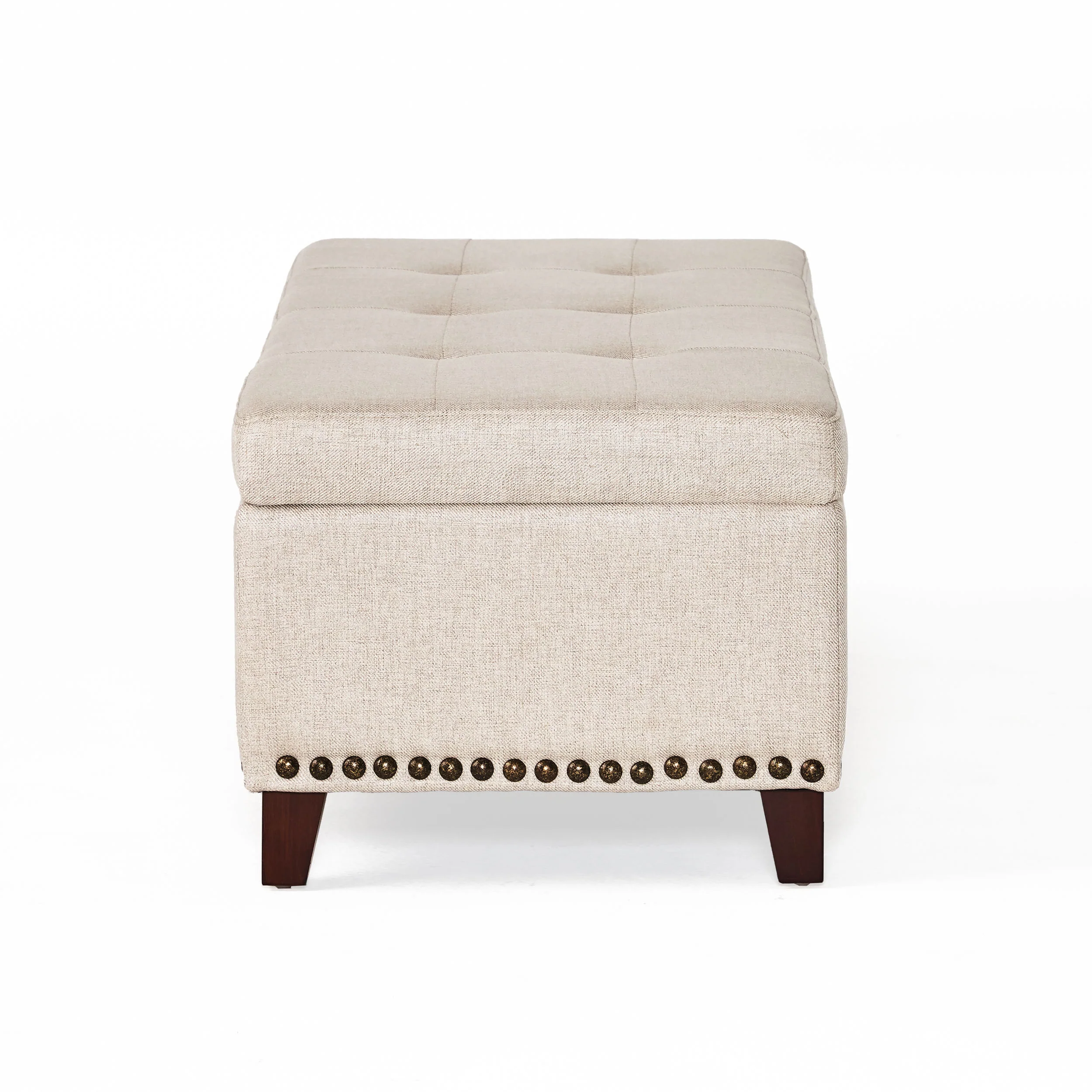 Gisele Tufted Beige Fabric Rectangle Storage Ottoman Bench - furnishings
