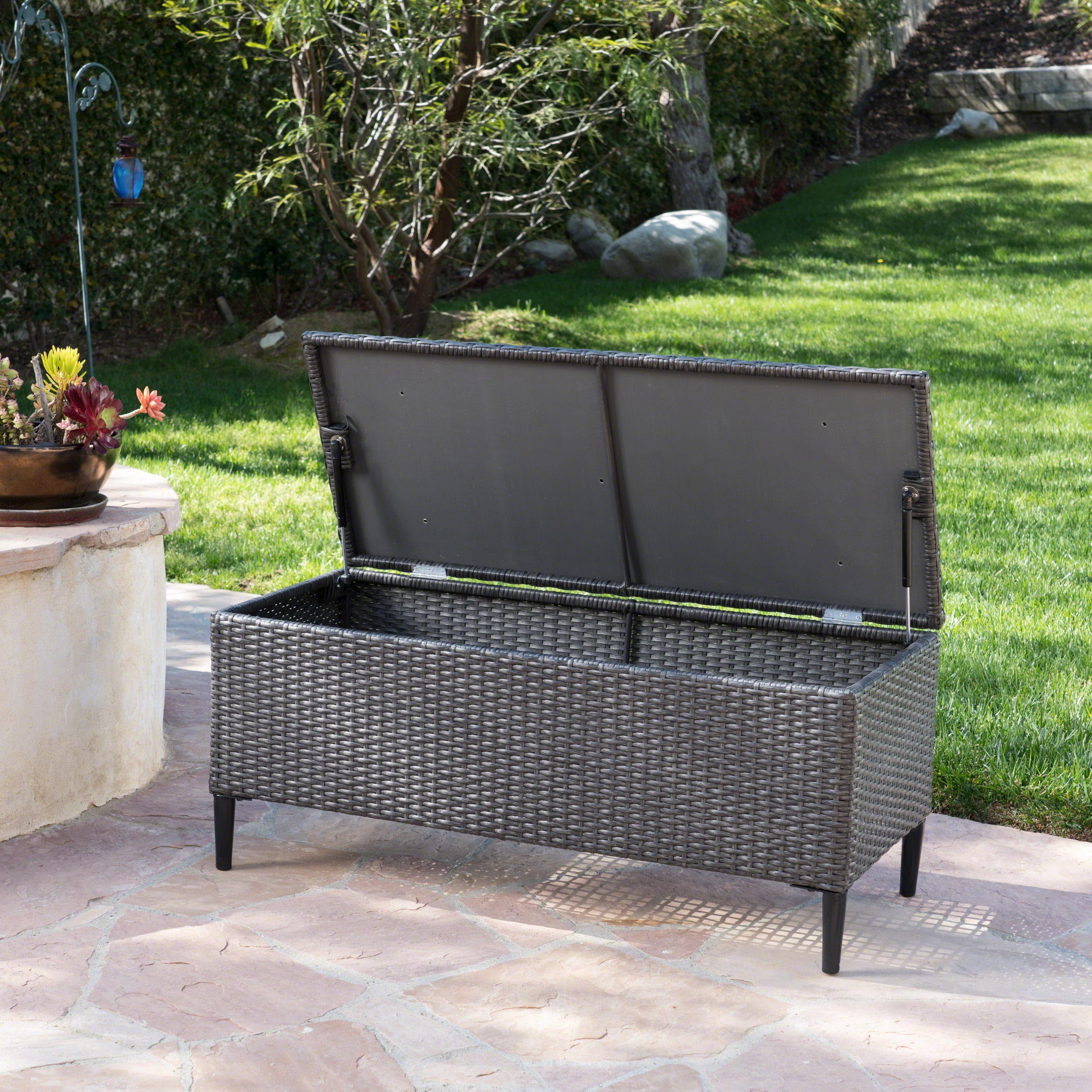 Irene Outdoor Wicker Storage Chest - furnishings