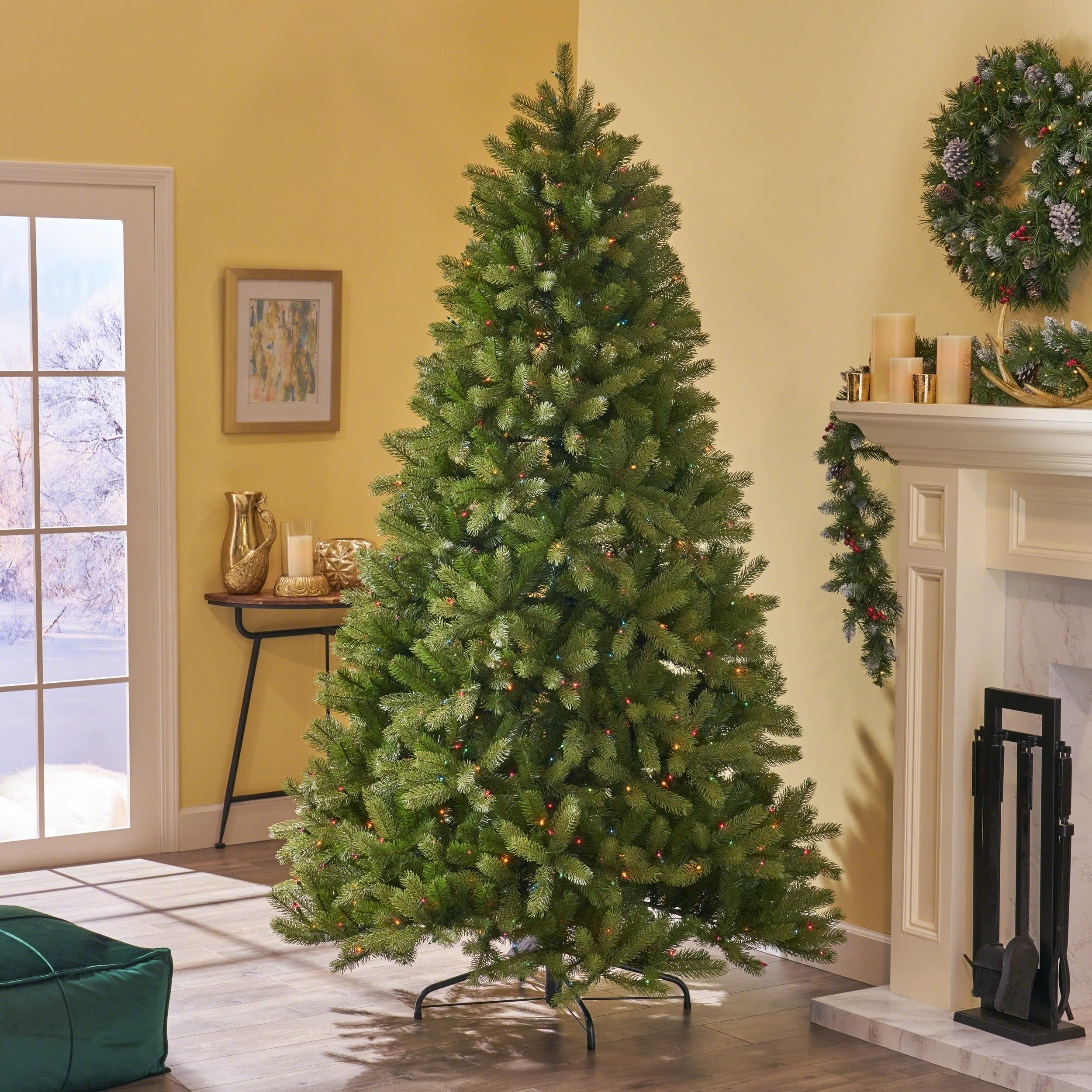 9-foot Mixed Spruce Hinged Artificial Christmas Tree - furnishings