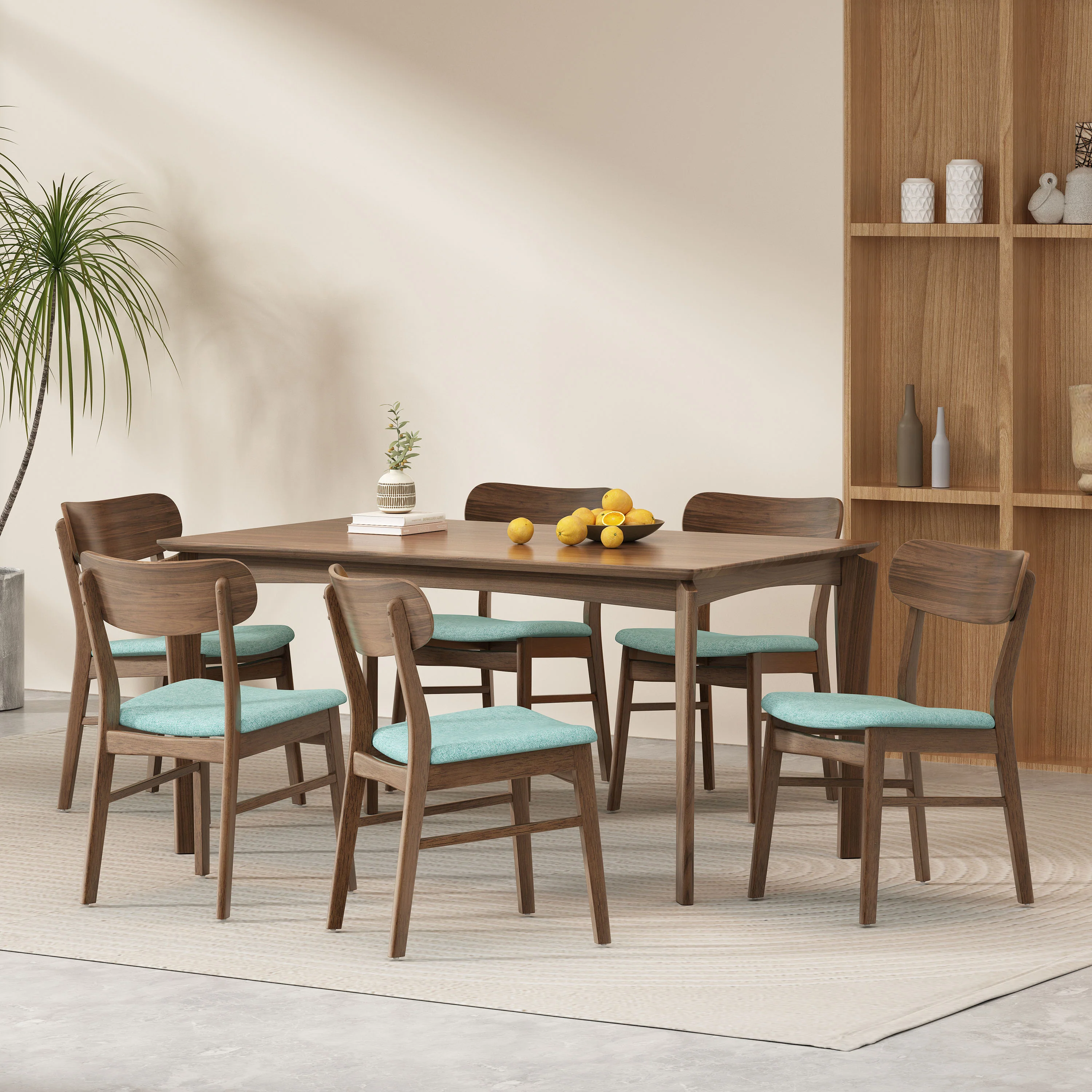 Carmody Wood and Fabric 7 Piece Dining Set - furnishings