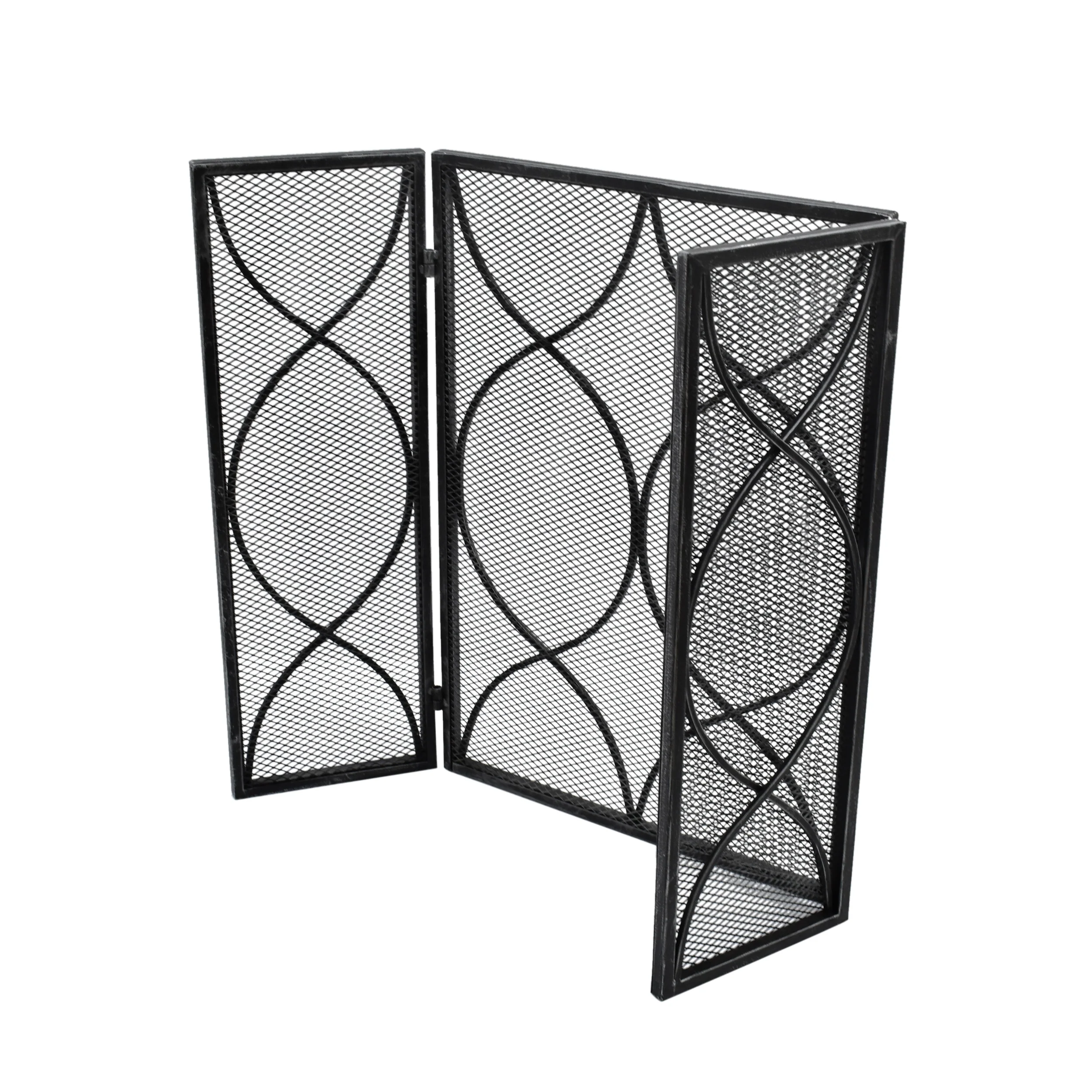 Laylah Modern Three Panel Iron Firescreen - furnishings