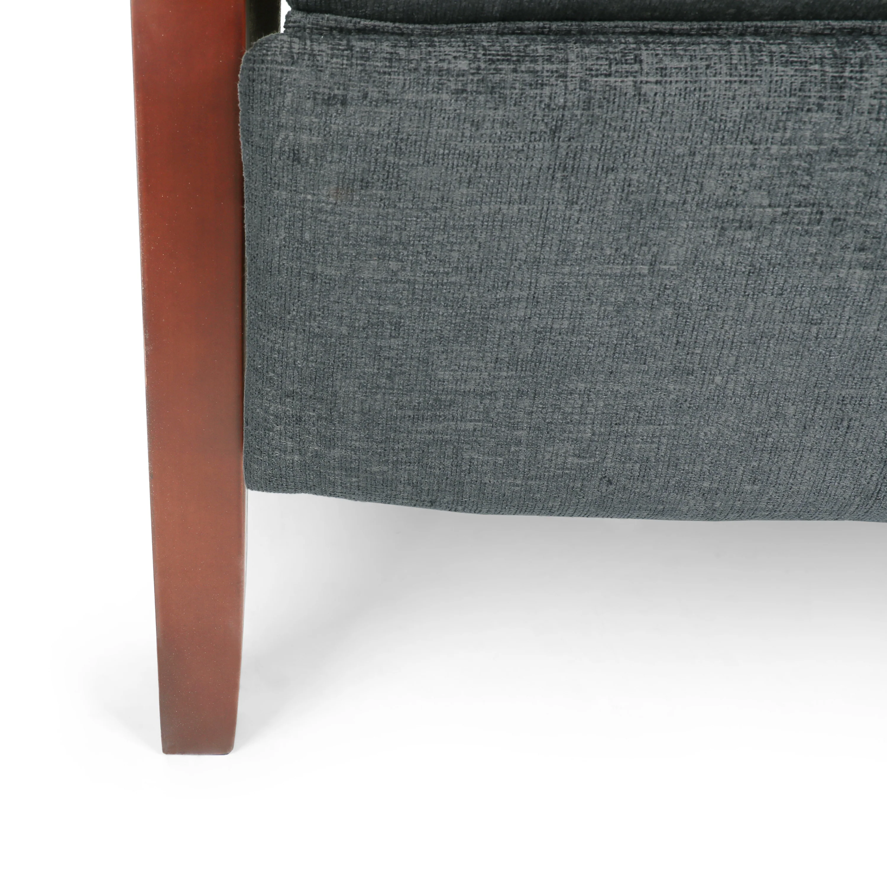 Ambleside Mid Century Modern Fabric Upholstered Wood Pushback Recliner - furnishings
