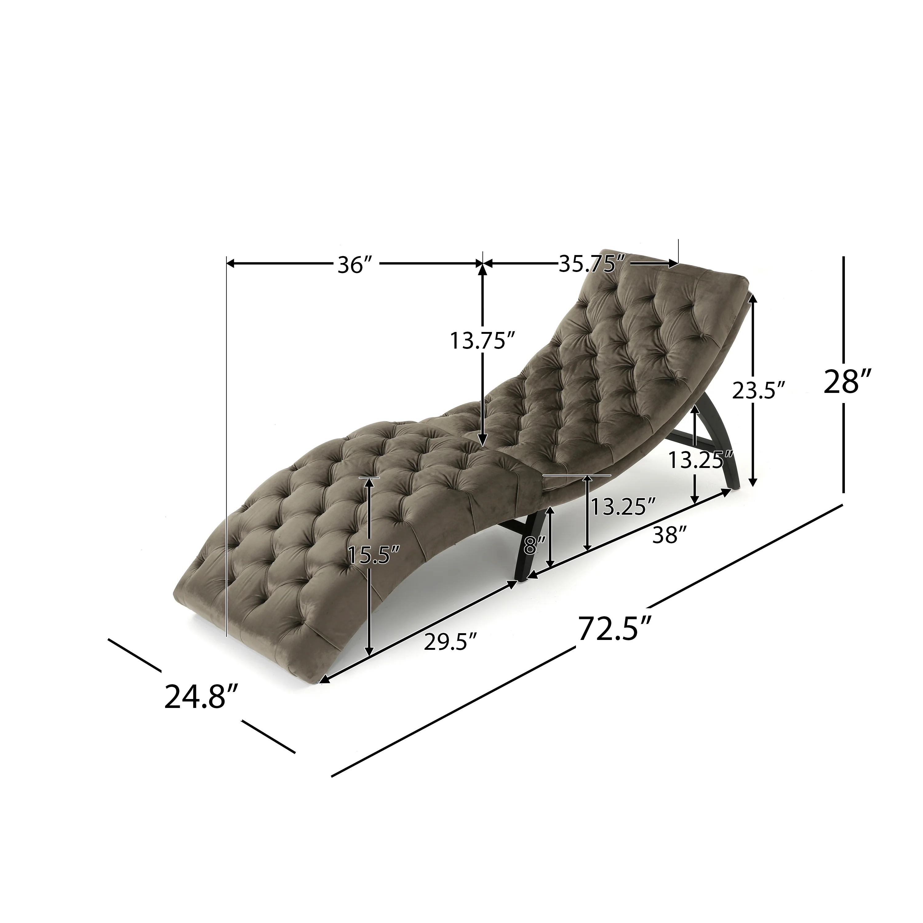 Garamond Tufted Velvet Chaise Lounge - furnishings