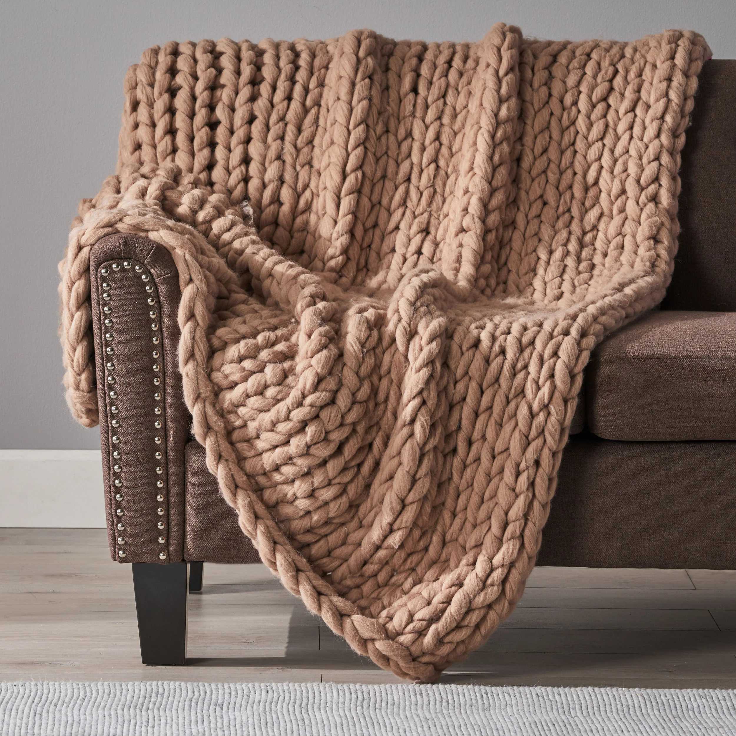 Jacqueline Modern Knit Stitch Fabric Rectangle Throw Blanket - furnishings