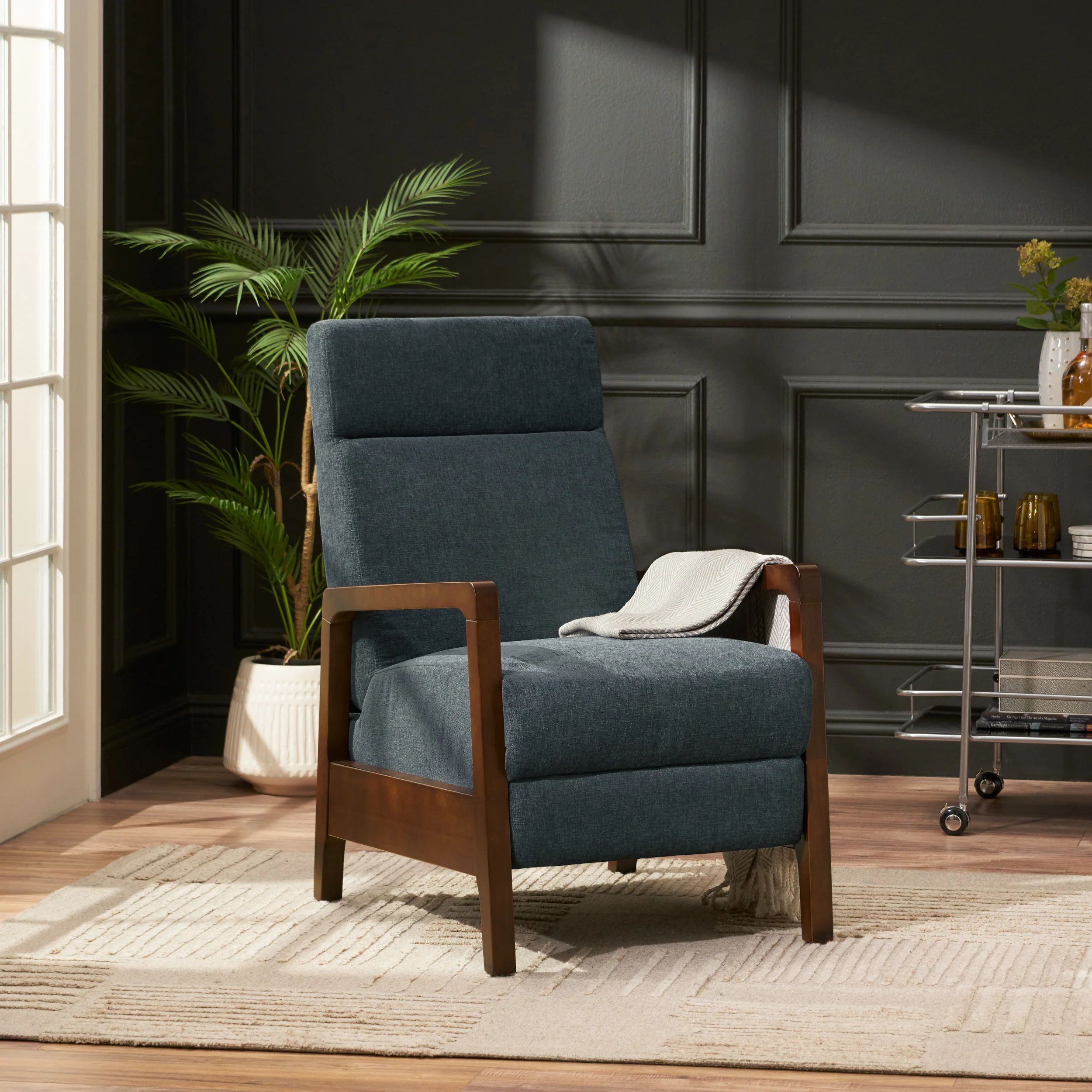 Castner Contemporary Fabric Waterfall Back Pushback Recliner - furnishings