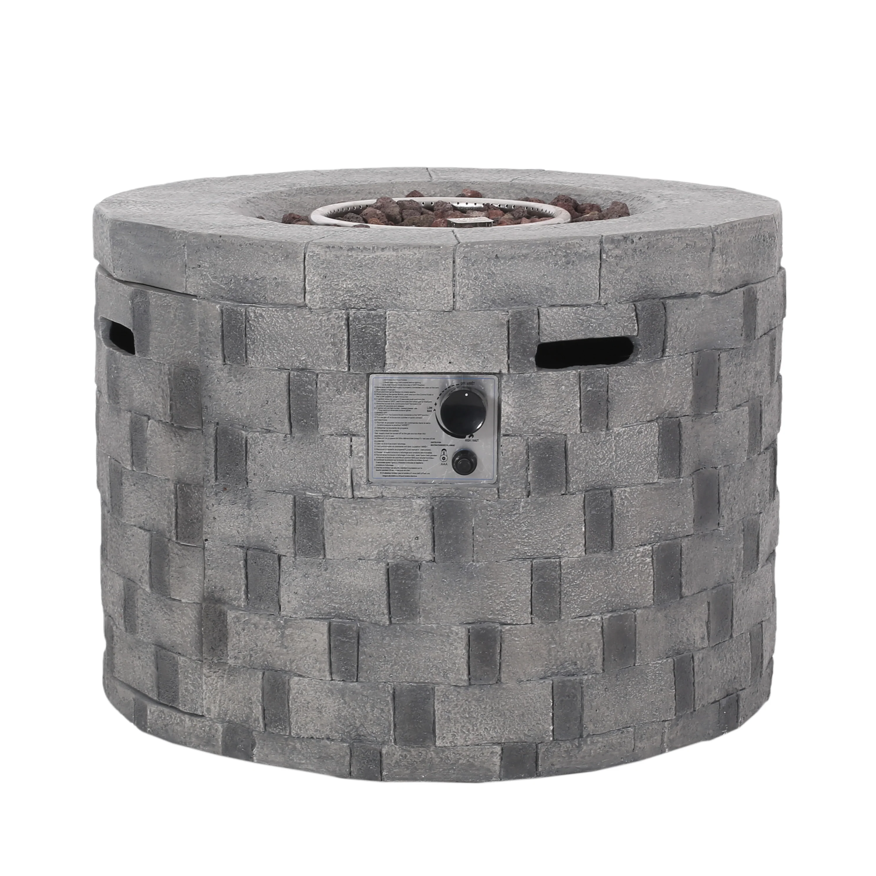 Kaur Outdoor Lightweight Concrete Circular Fire Pit - furnishings