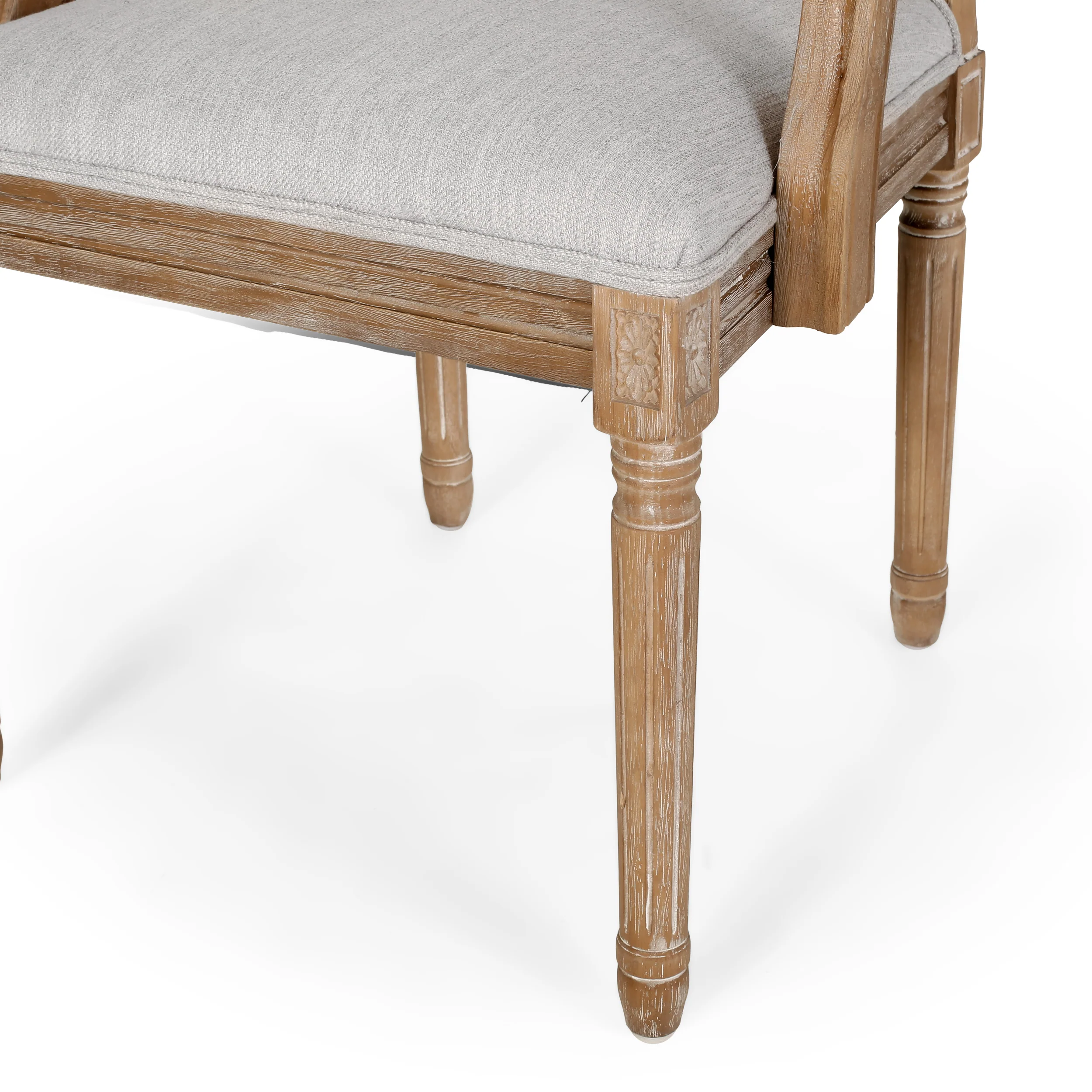 Joretta French Country Fabric Upholstered Wood and Cane 5 Piece Circular Dining Set - furnishings