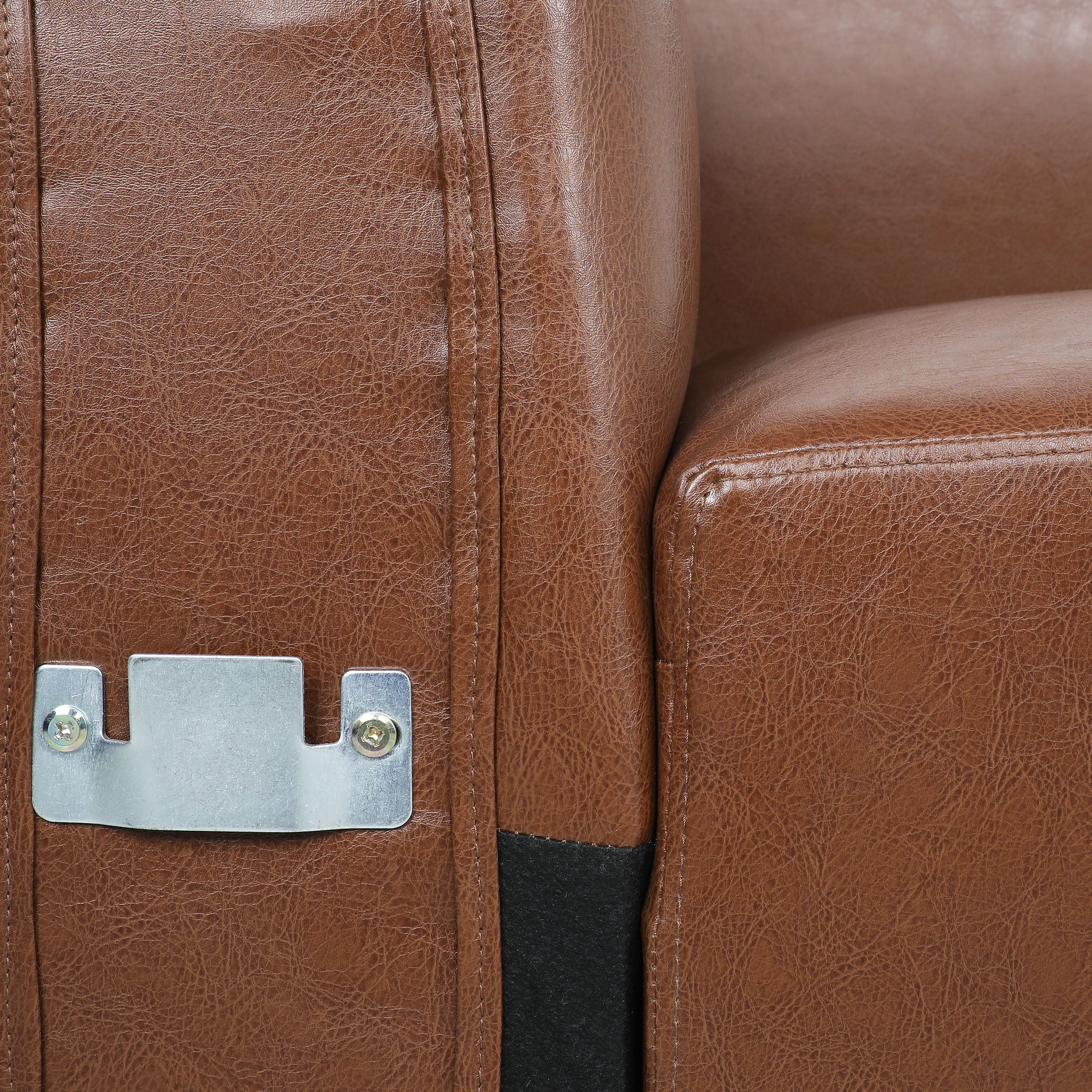 Minkler Contemporary Faux Leather 3 Seater Sofa with Chaise Lounge - furnishings