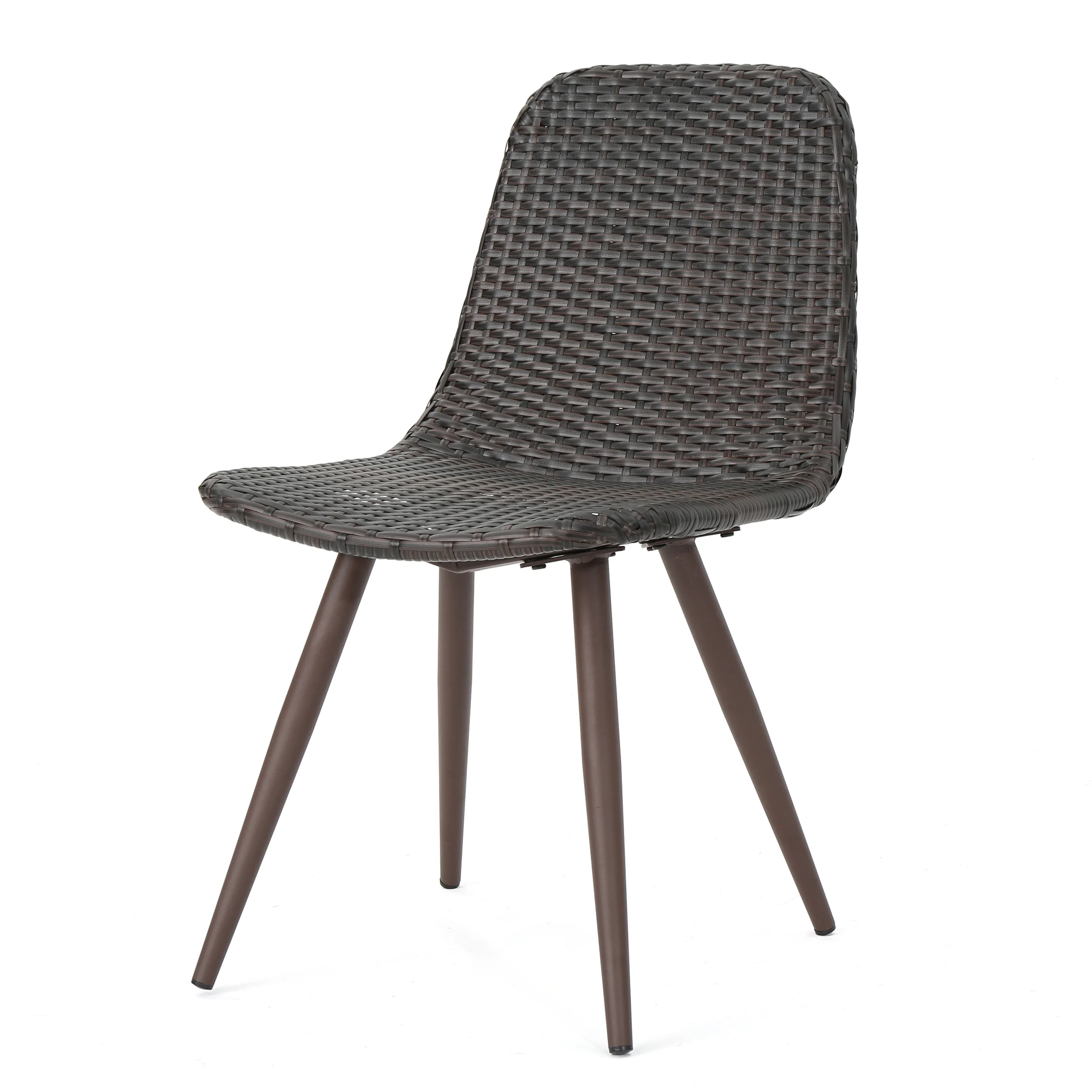 Nira Mid-Century Modern Outdoor 7-Piece Multi-Brown Wicker Dining Set - furnishings