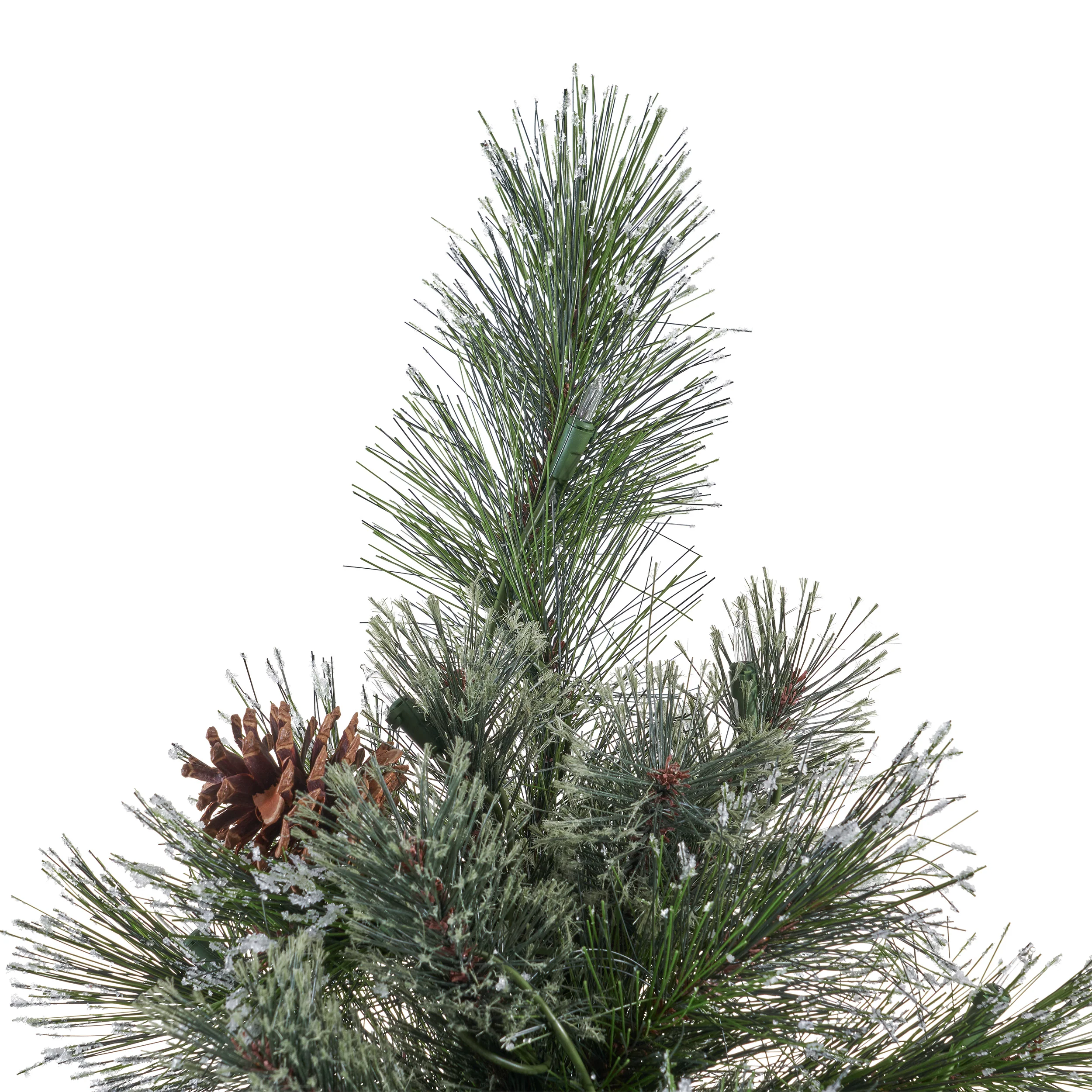 7.5-foot Cashmere Pine and Mixed Needles Hinged Artificial Christmas Tree with Snowy Branches and Pinecones - furnishings