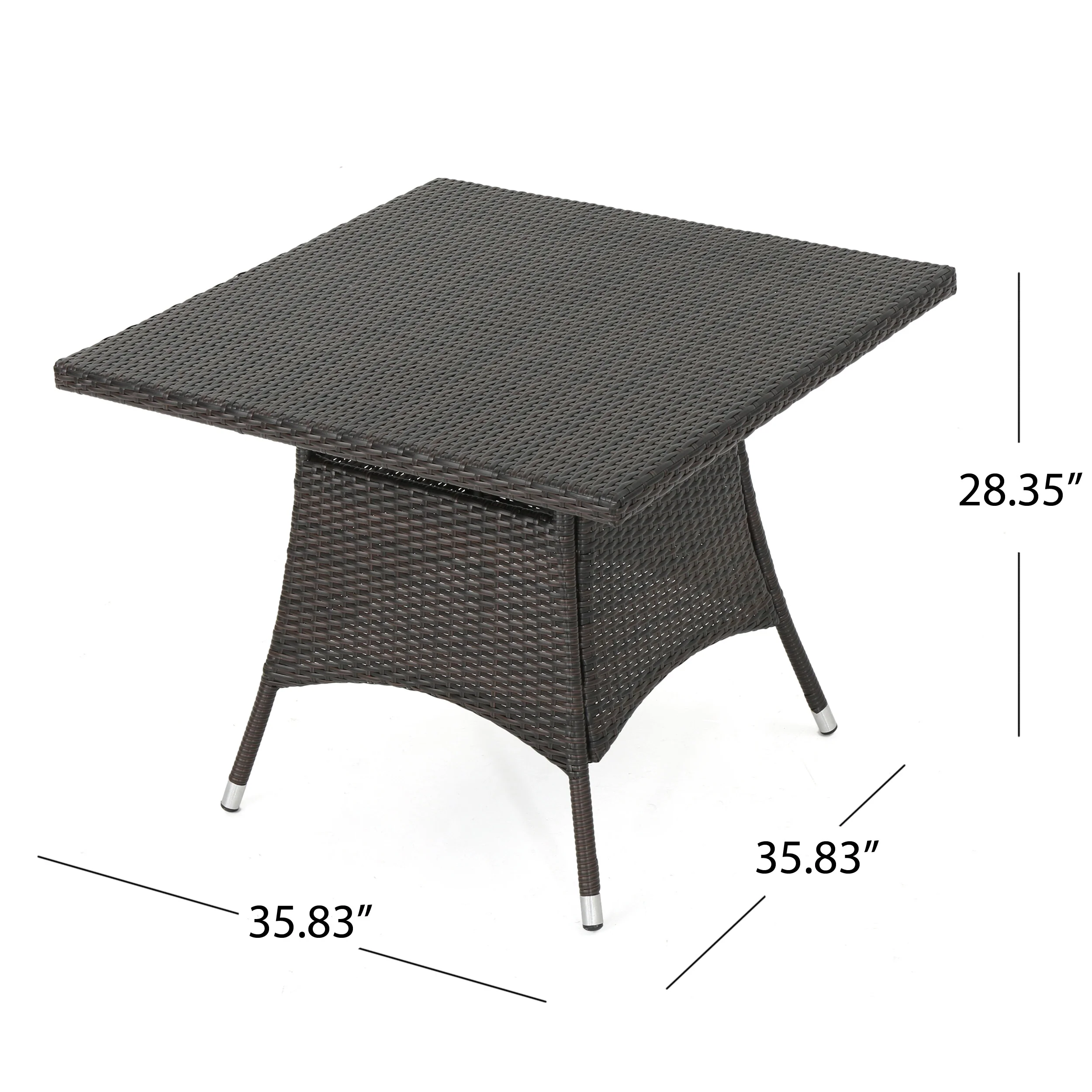 Clayton Outdoor 5pc Multibrown Wicker Square Dining Set - furnishings