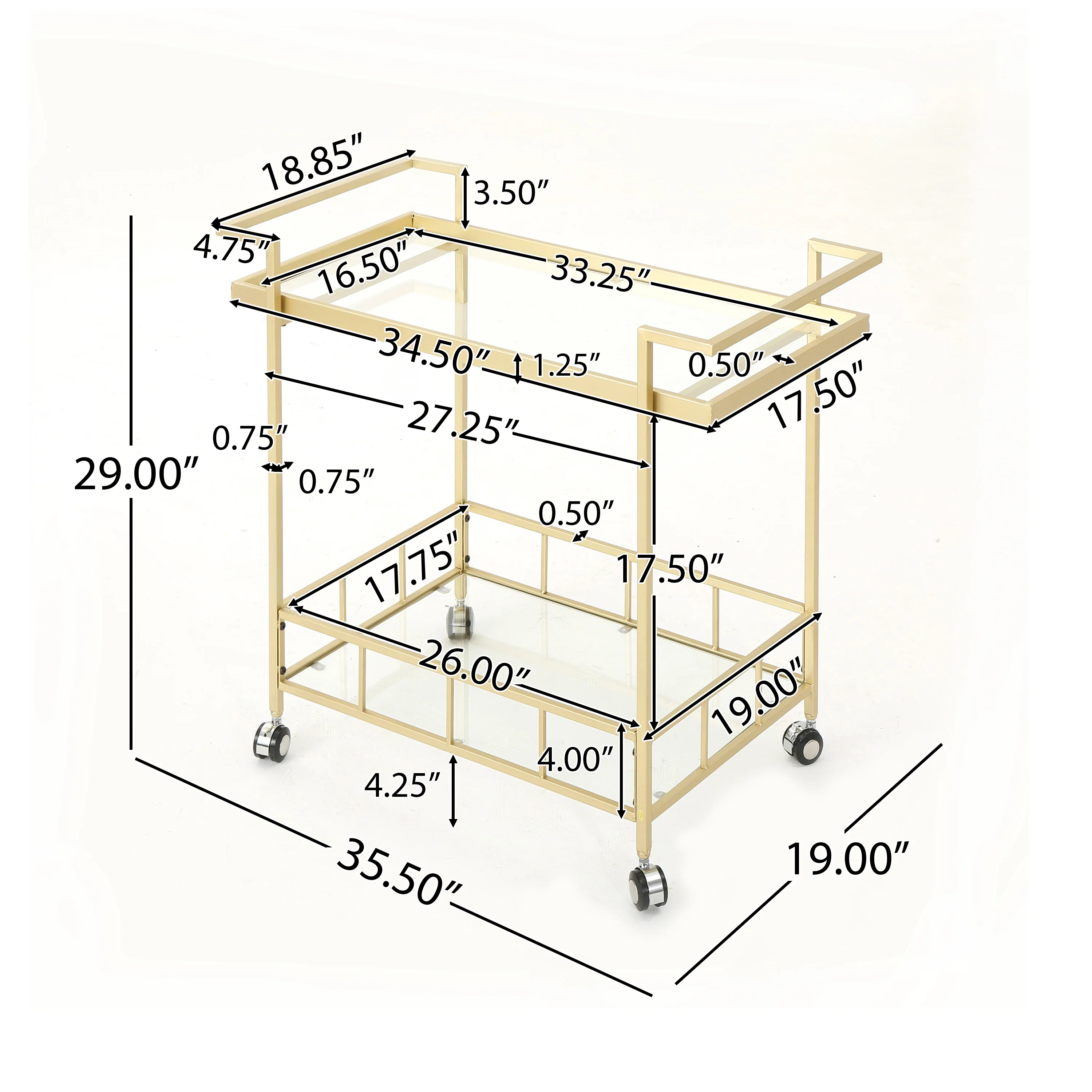 Brose Modern Iron and Glass Bar Cart - furnishings