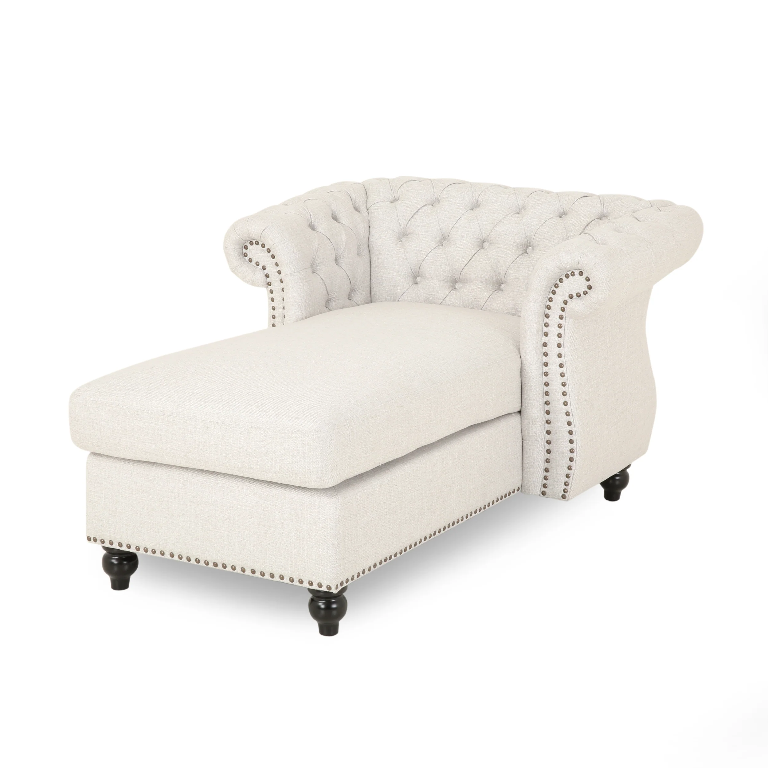 Phyllis Modern Glam Fabric Chesterfield Chaise Lounge - furnishings