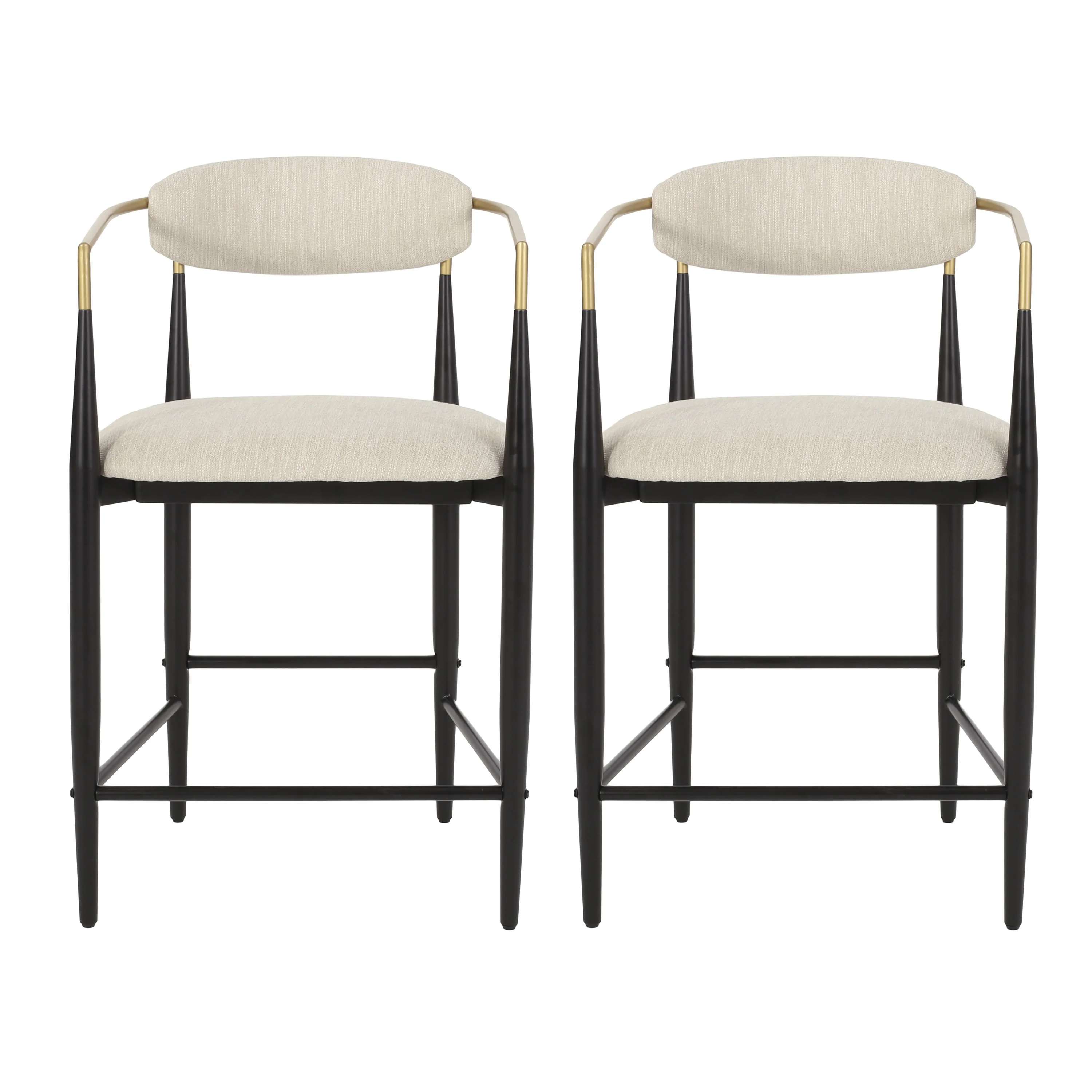 Camas Modern Fabric Upholstered Iron 25 Inch Counter Stools (Set of 2) - furnishings