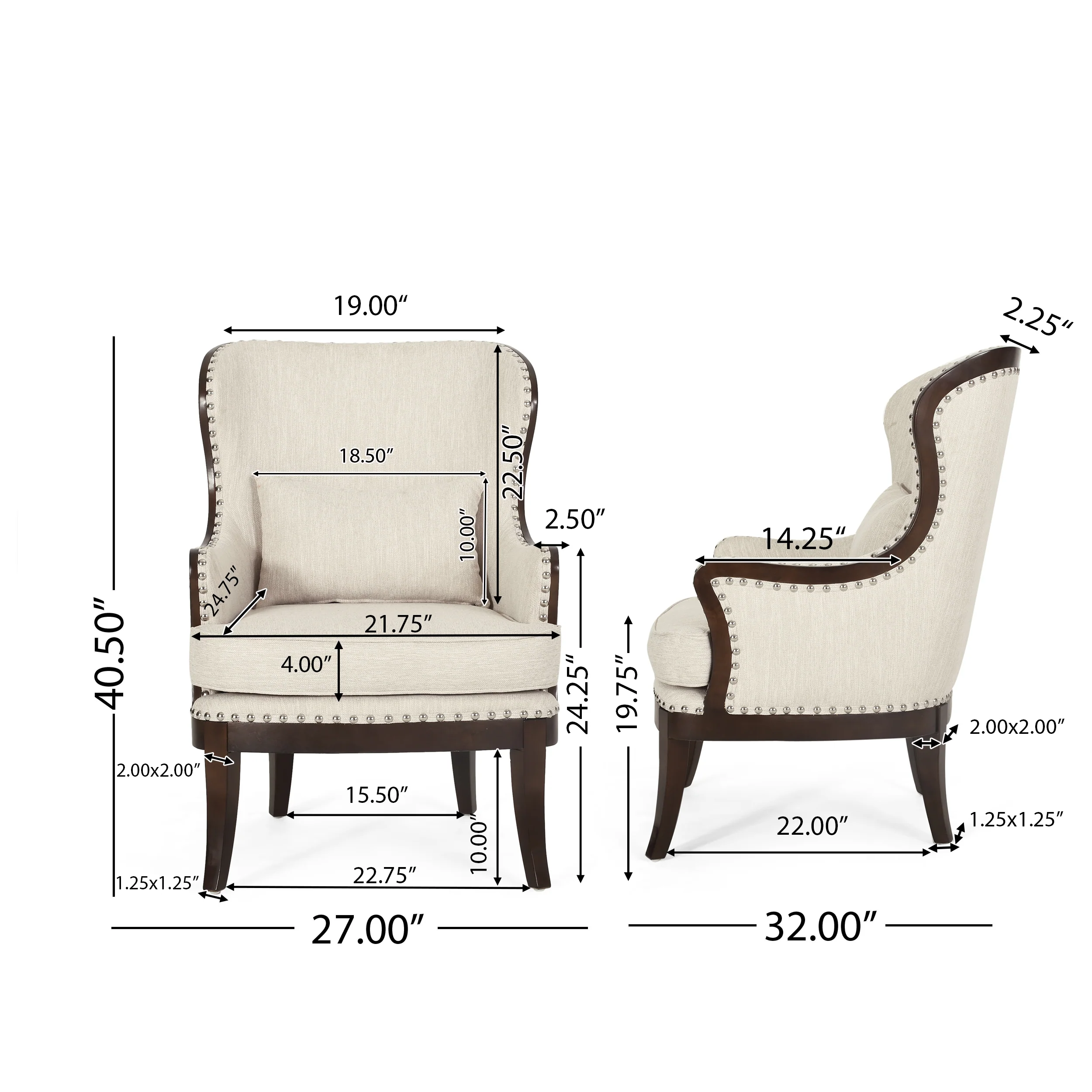 Jett Contemporary Upholstered Accent Chair with Nailhead Trim - furnishings